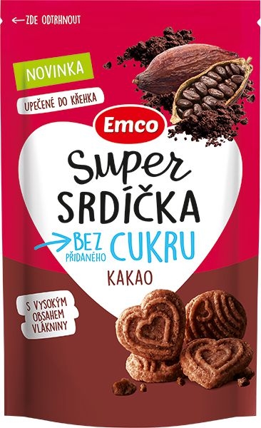 Trvanlivé potraviny - Emco Super srdíčka kakao 140g