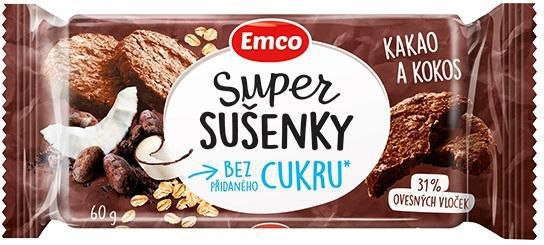 Trvanlivé potraviny - Emco Super sušenky bez přidaného cukru čokoláda kokos 60g