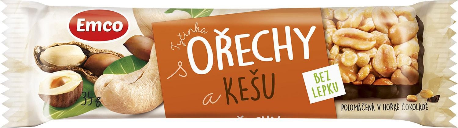 Trvanlivé potraviny - Emco Tyčinka ořechy a kešu 35 g