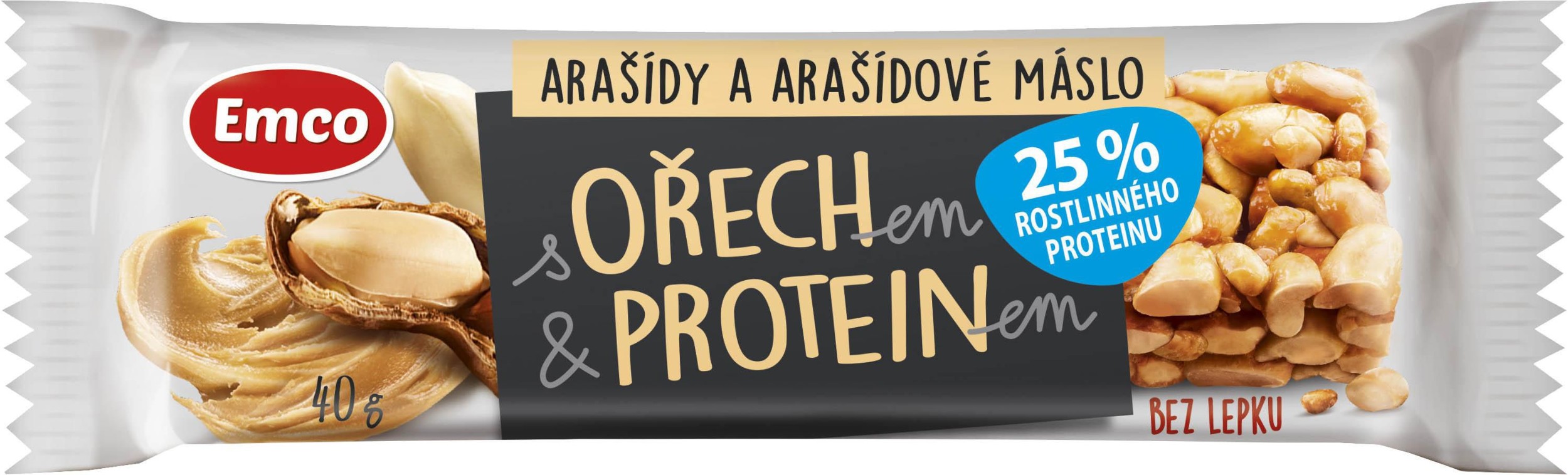 Emco Tyčinka s ořechem & proteinem arašídy a arašídové máslo 40 g-0