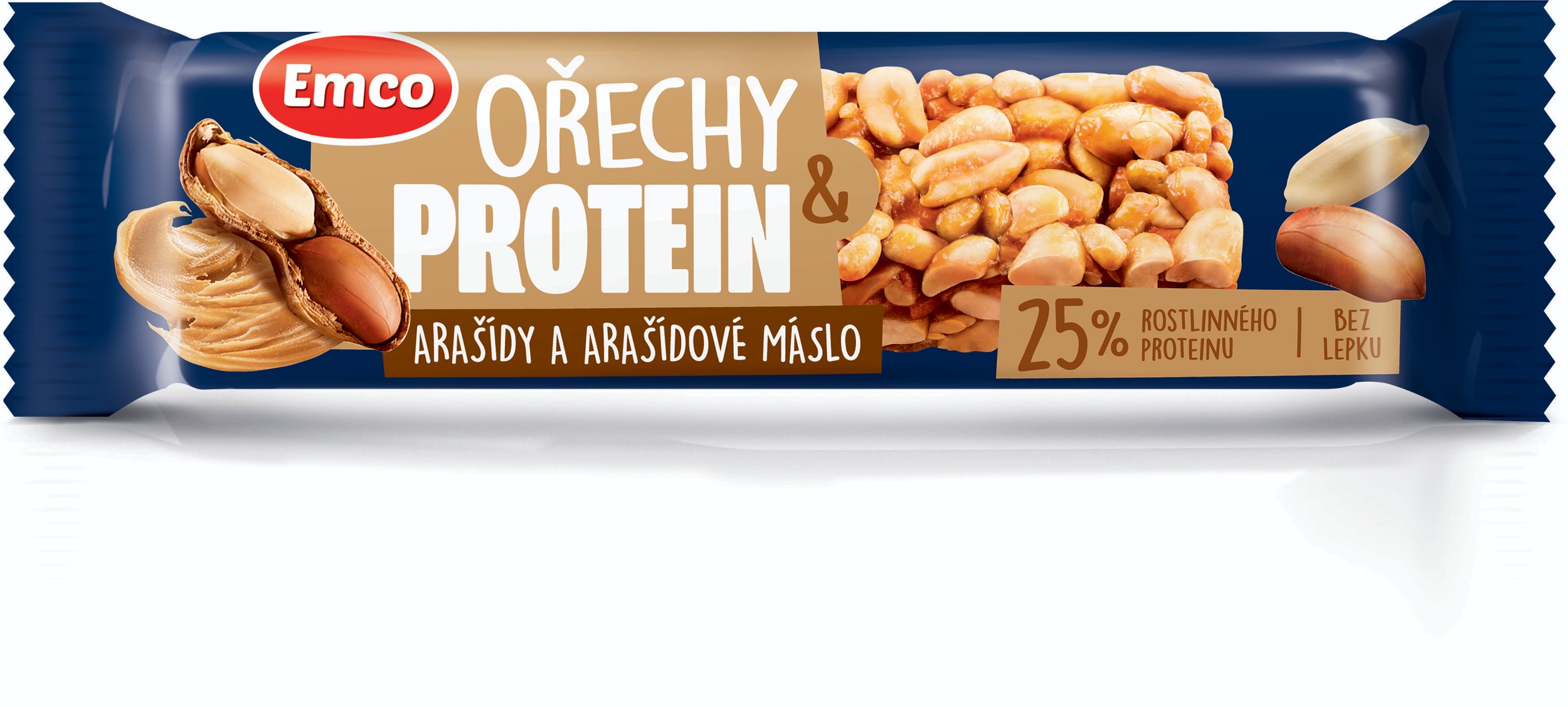 Trvanlivé potraviny - Emco Tyčinka s ořechem & proteinem arašídy a arašídové máslo 40 g