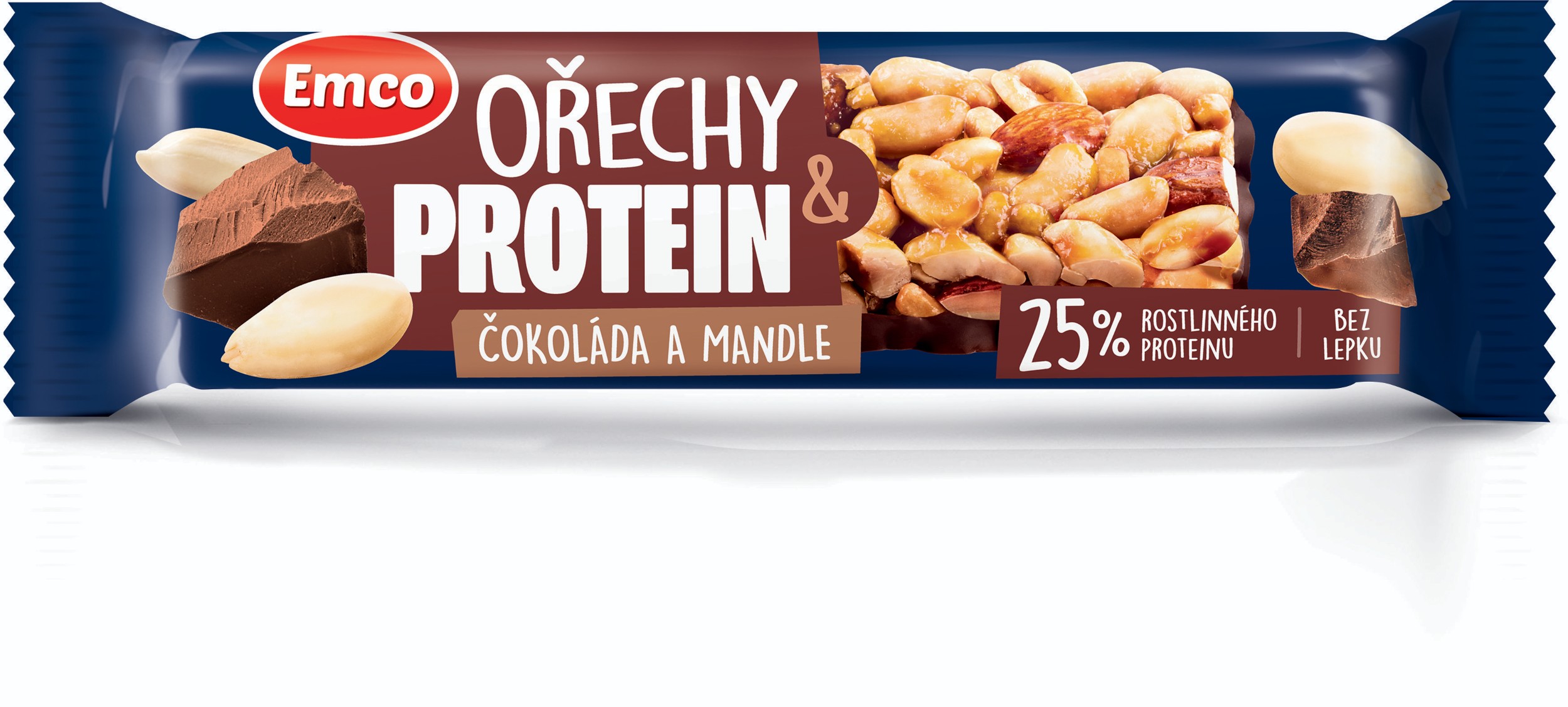 Trvanlivé potraviny - Emco Tyčinka s ořechem & proteinem čokoláda a mandle 40 g