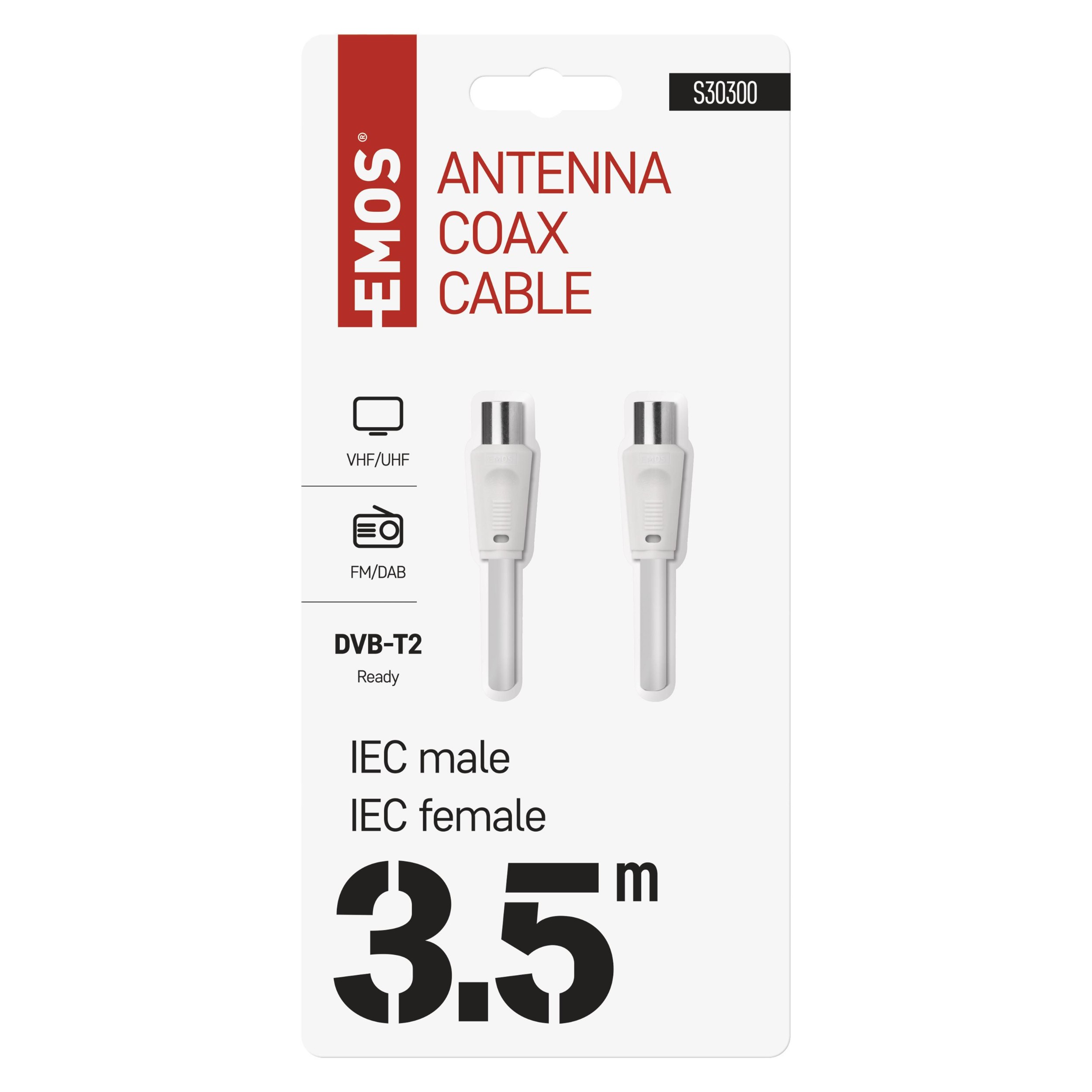 Elektro - Emos Anténní koaxiální kabel stíněný 3,5m rovné vidlice