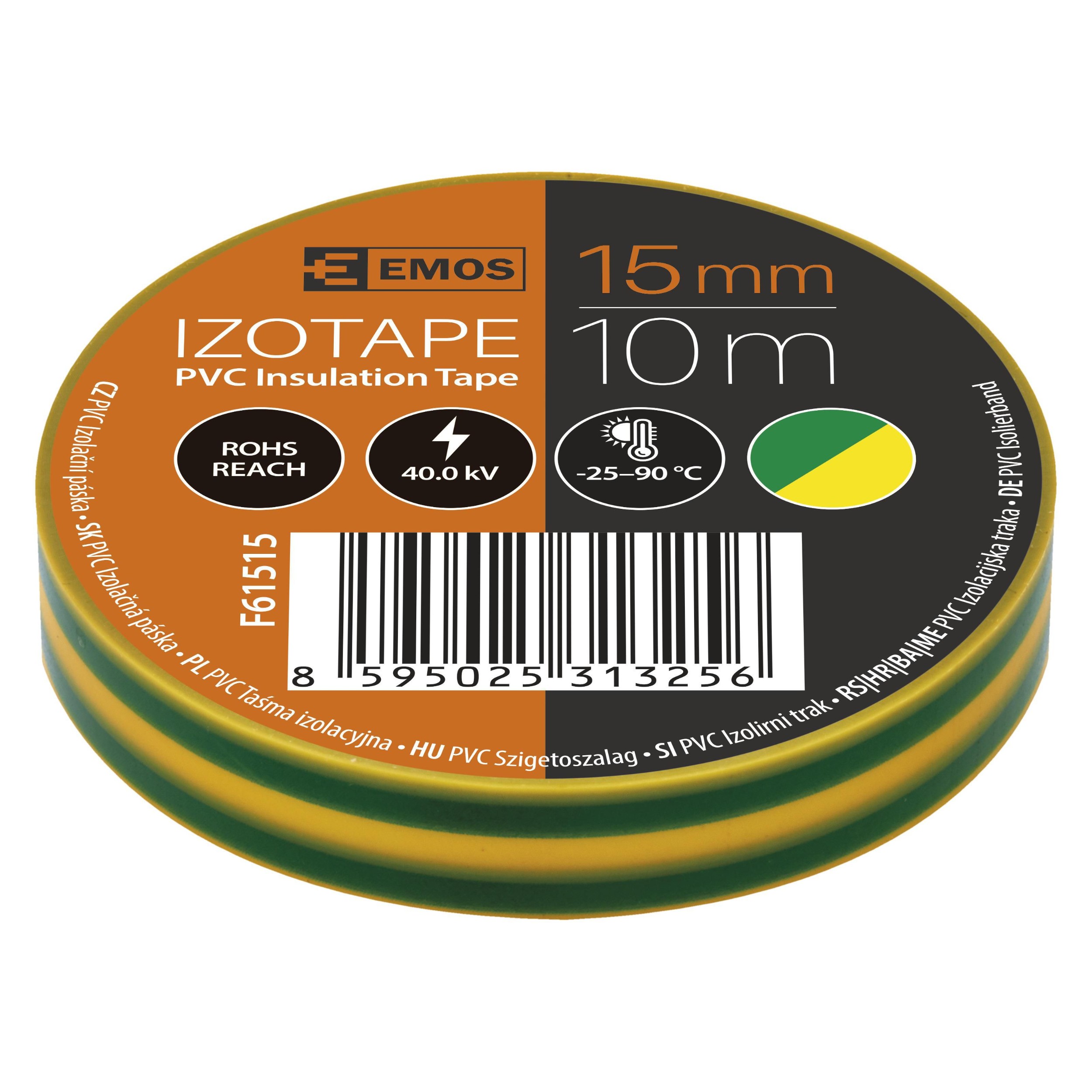 Domácnost a Zahrada - Emos Izolační páska zelenožlutá PVC 15 mm 10 m
