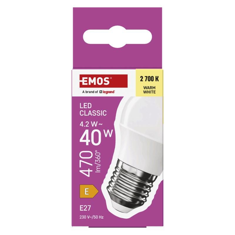 Elektro - Emos LED CLS MINI GLOBE 4,2W(40W) 470lm E27 WW