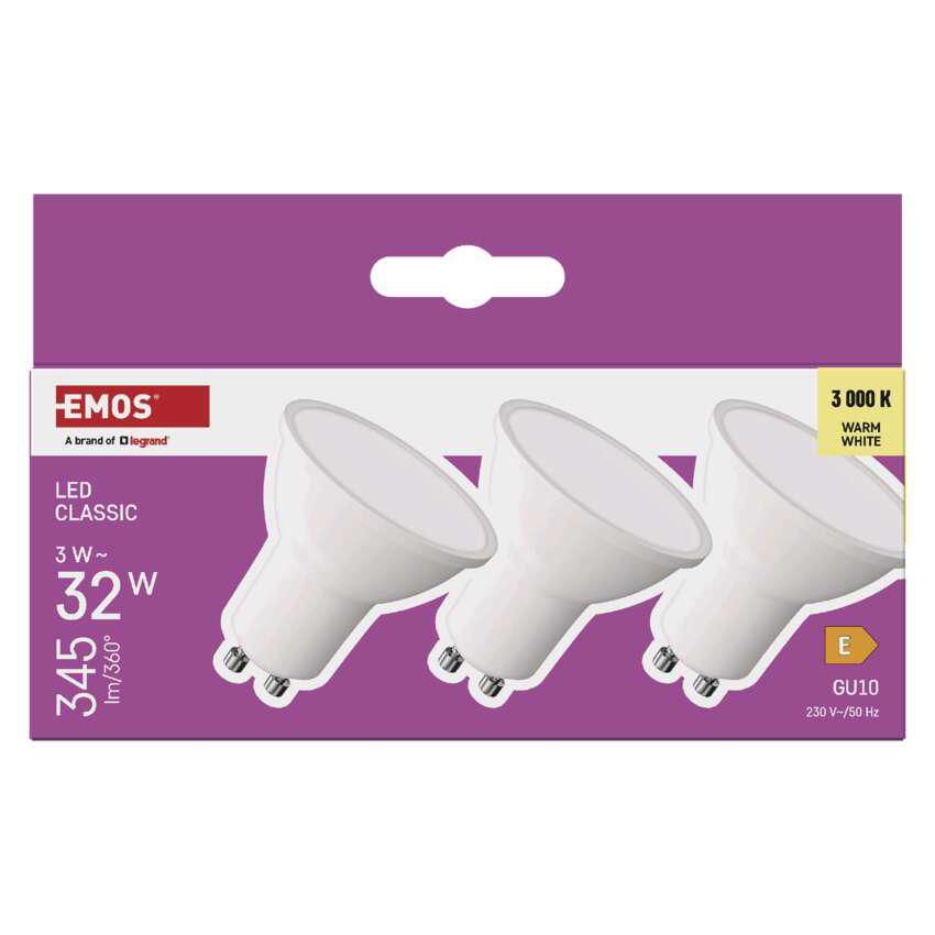 Elektro - Emos LED CLS MR16 3W(32W) 345lm GU10 WW 3PC
