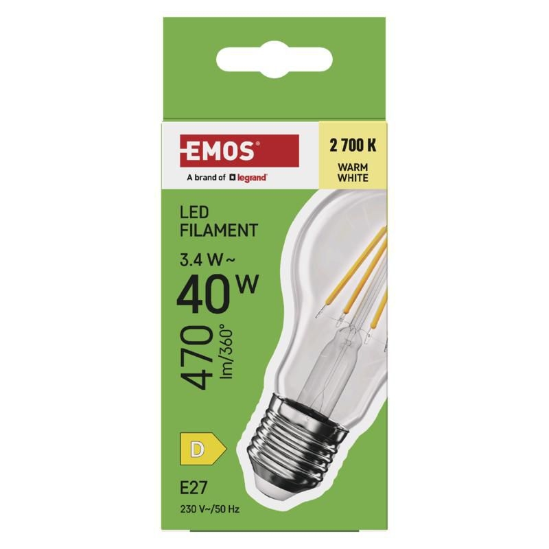 Elektro - Emos LED FLM A60 3,4W(40W) 470lm E27 WW