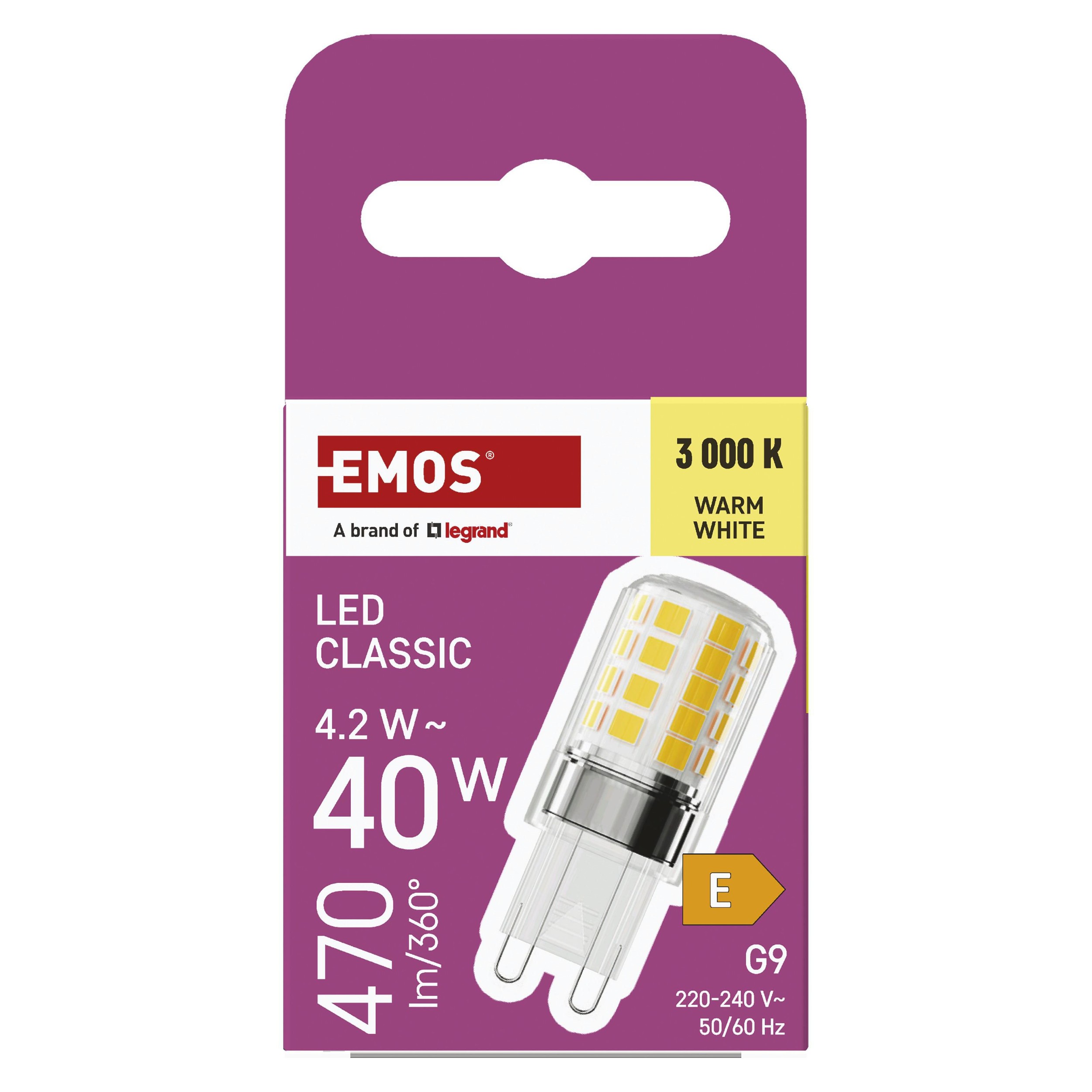 Emos LED žárovka Classic JC / G9 / 4,2 W (40 W) / 470 lm / teplá bílá-1
