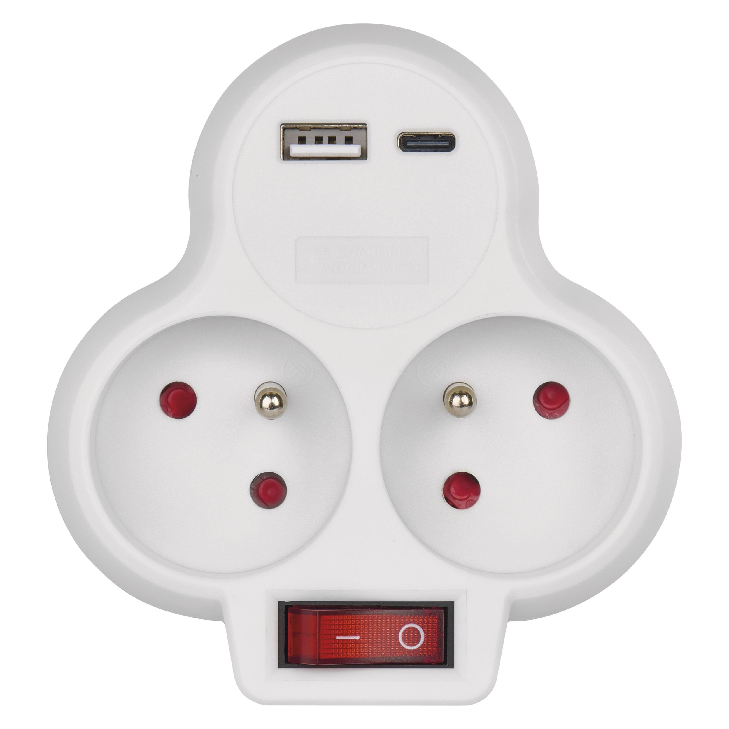Emos Rozbočovací zásuvka 2×, vyp., 1×USB-A+1×USB-C