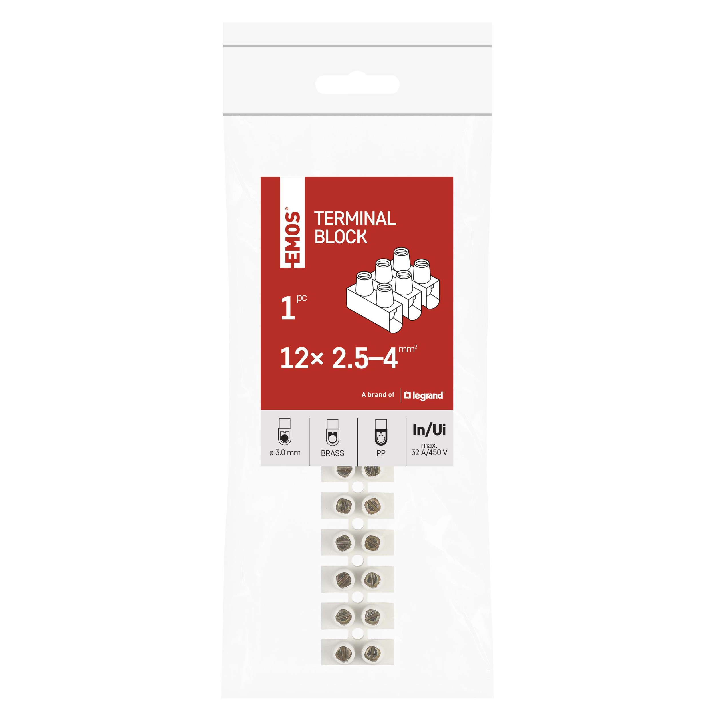 Emos Šroubová svorkovnice 12× 2,5–4 mm2, 450 V, bílá-1