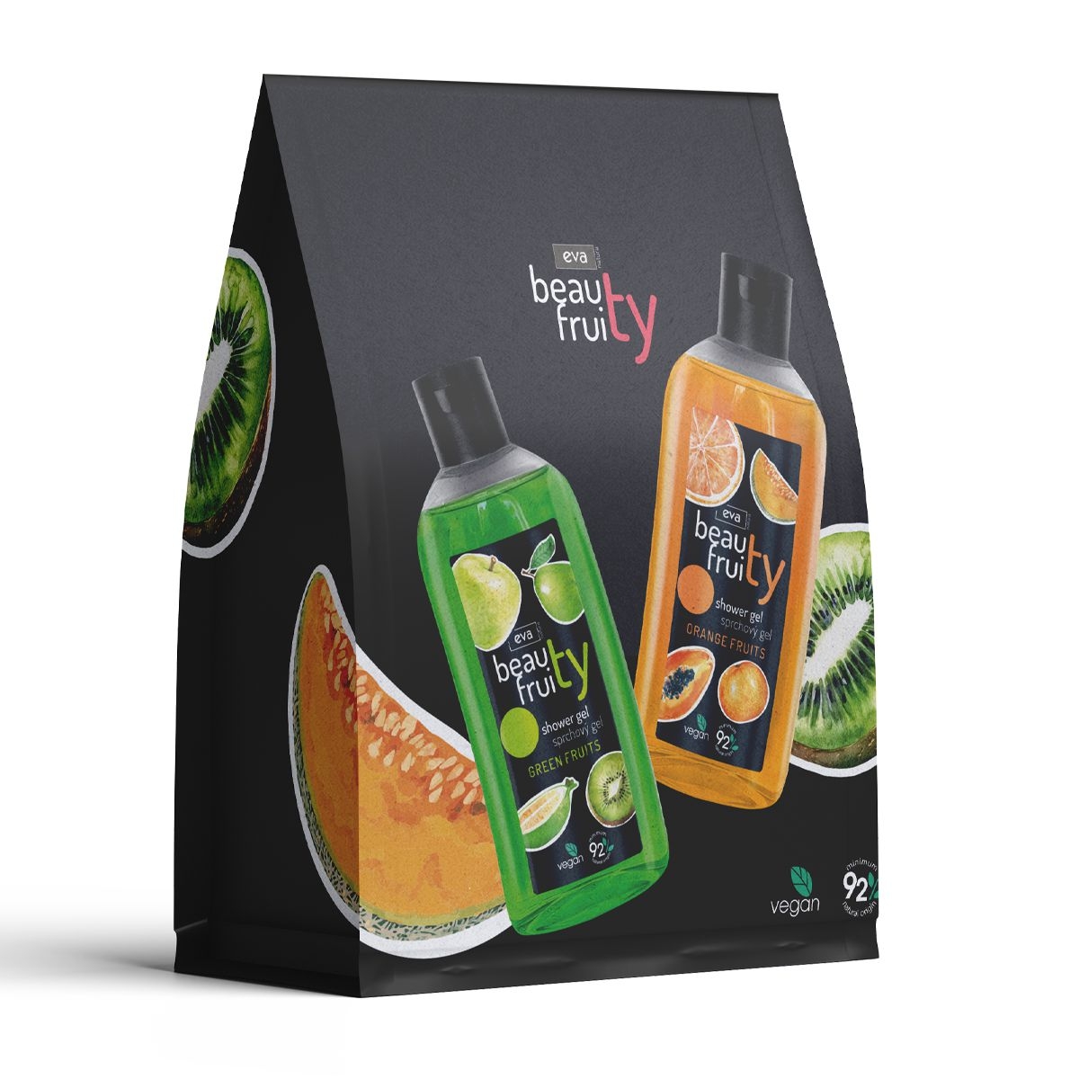 Drogerie a kosmetika - Eva Natura Beauty Fruity dárkový set Green/Orange sprchové gely