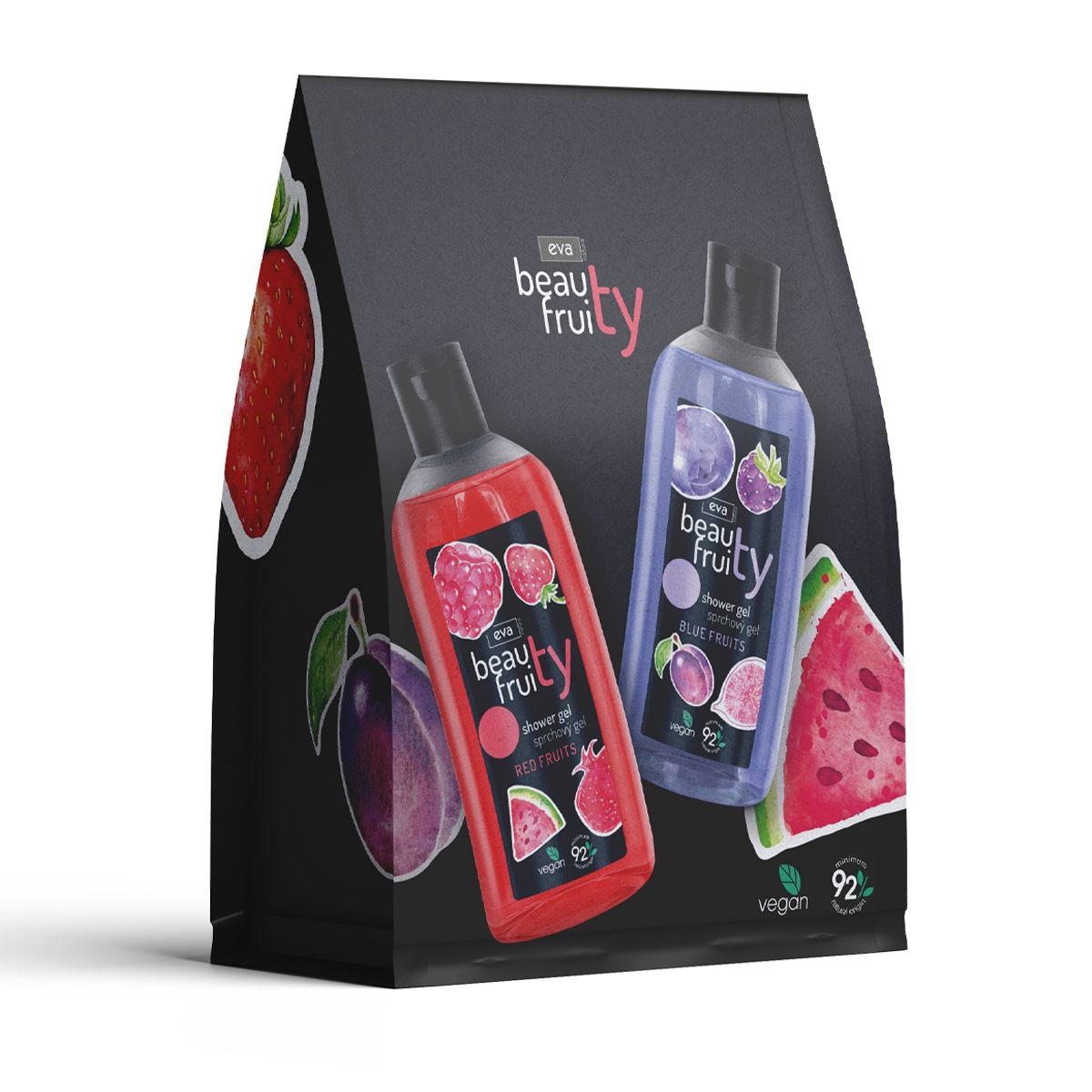 Drogerie a kosmetika - Eva Natura Beauty Fruity dárkový set Red/Blue sprchové gely