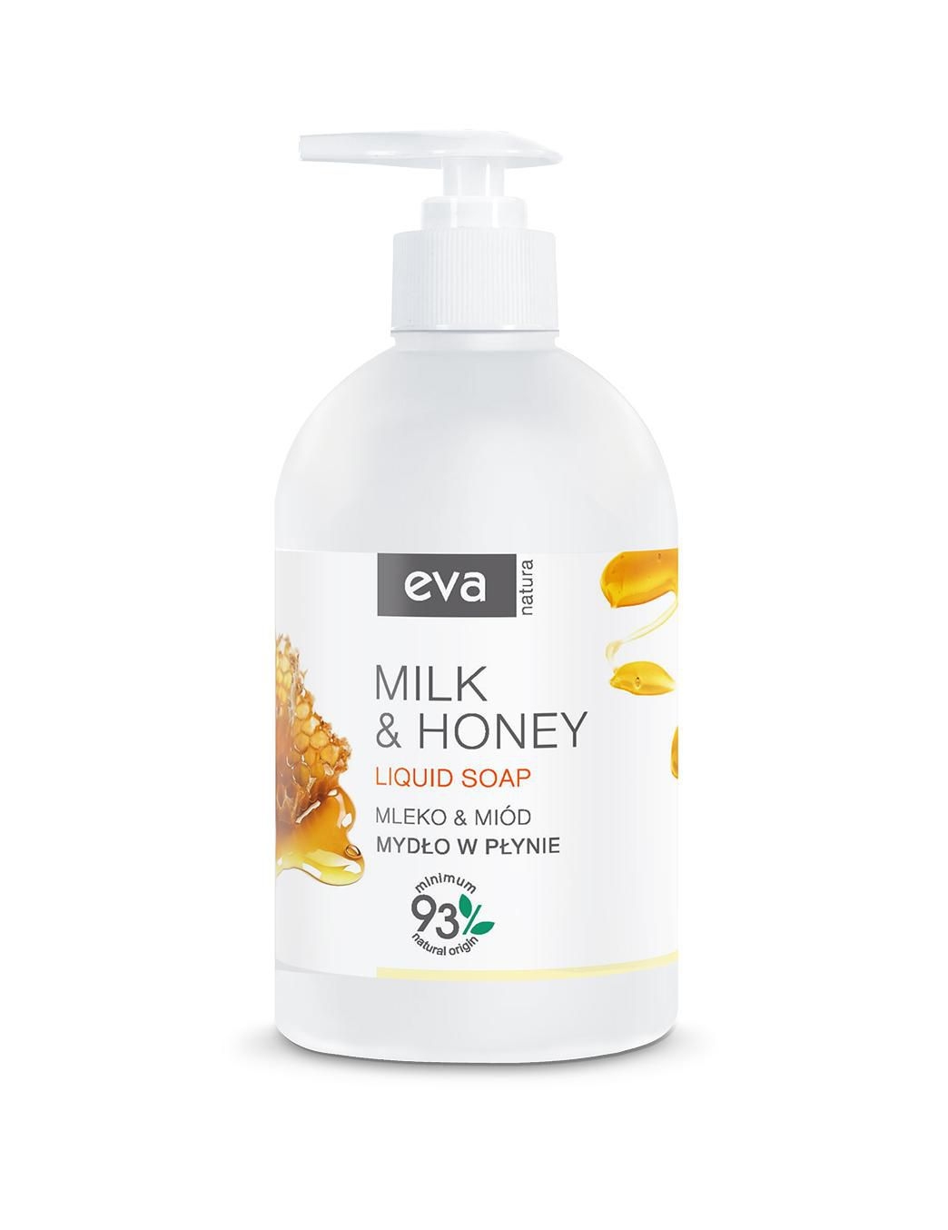 Drogerie a kosmetika - Eva Natura zvláčňující tekuté mýdlo s mlékem a medem, 500 ml