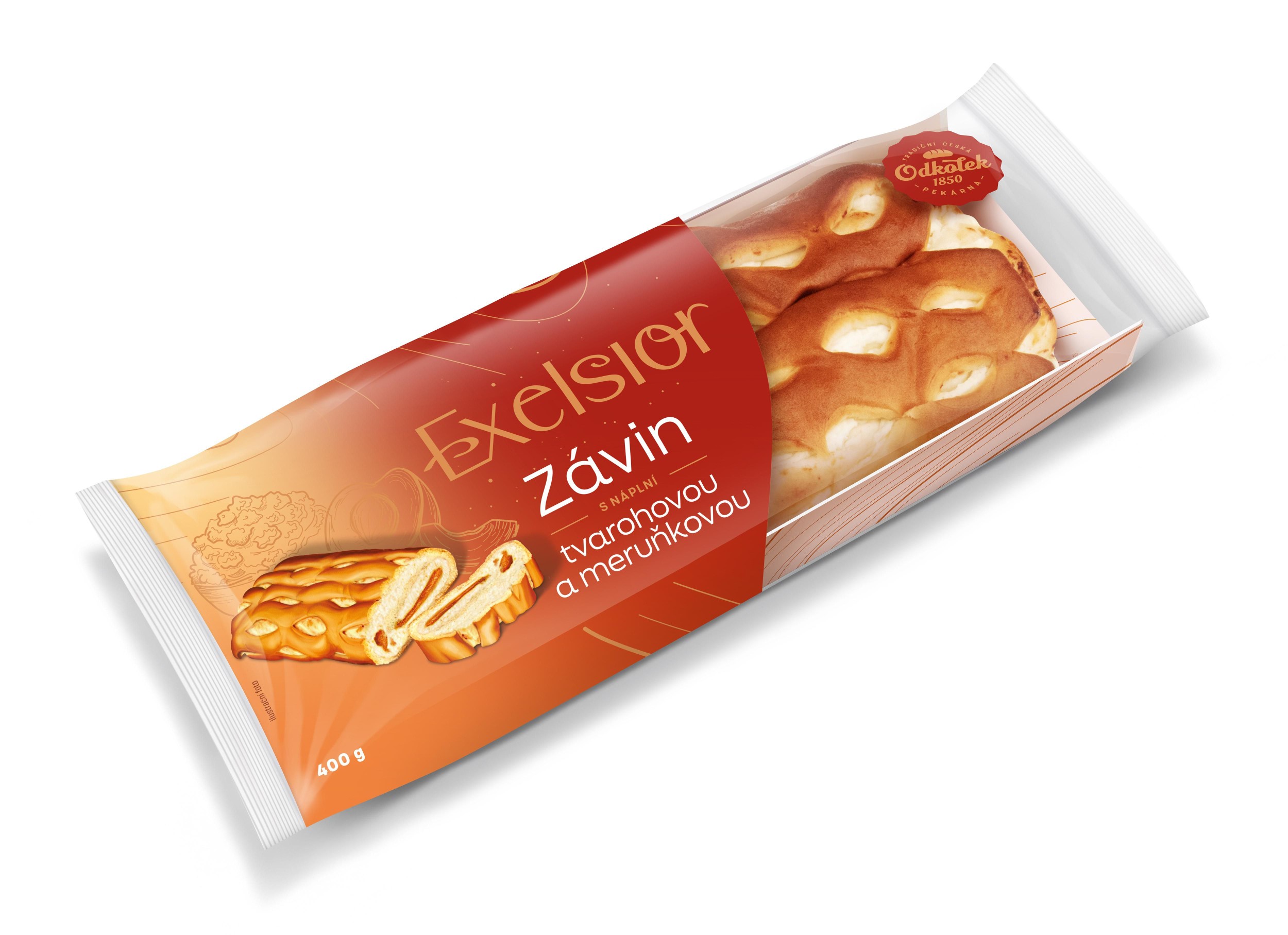 Exelsior Závin s náplní tvarohovou, meruňkovou 400g-0