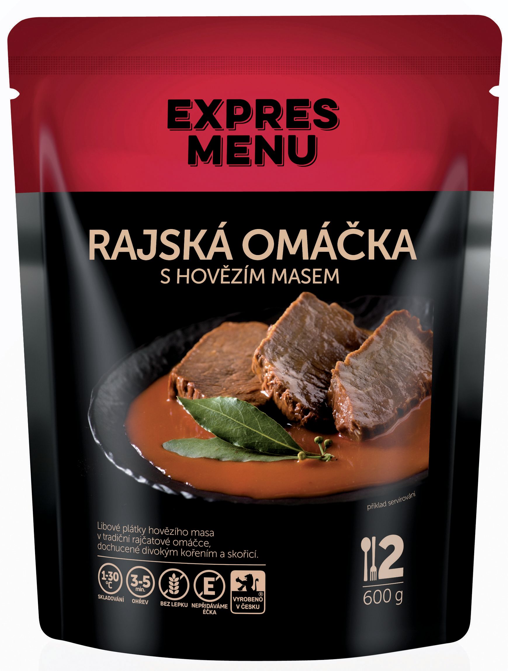 Hotová jídla - Expres menu Rajská omáčka s hovězím masem, 2porce, 600g