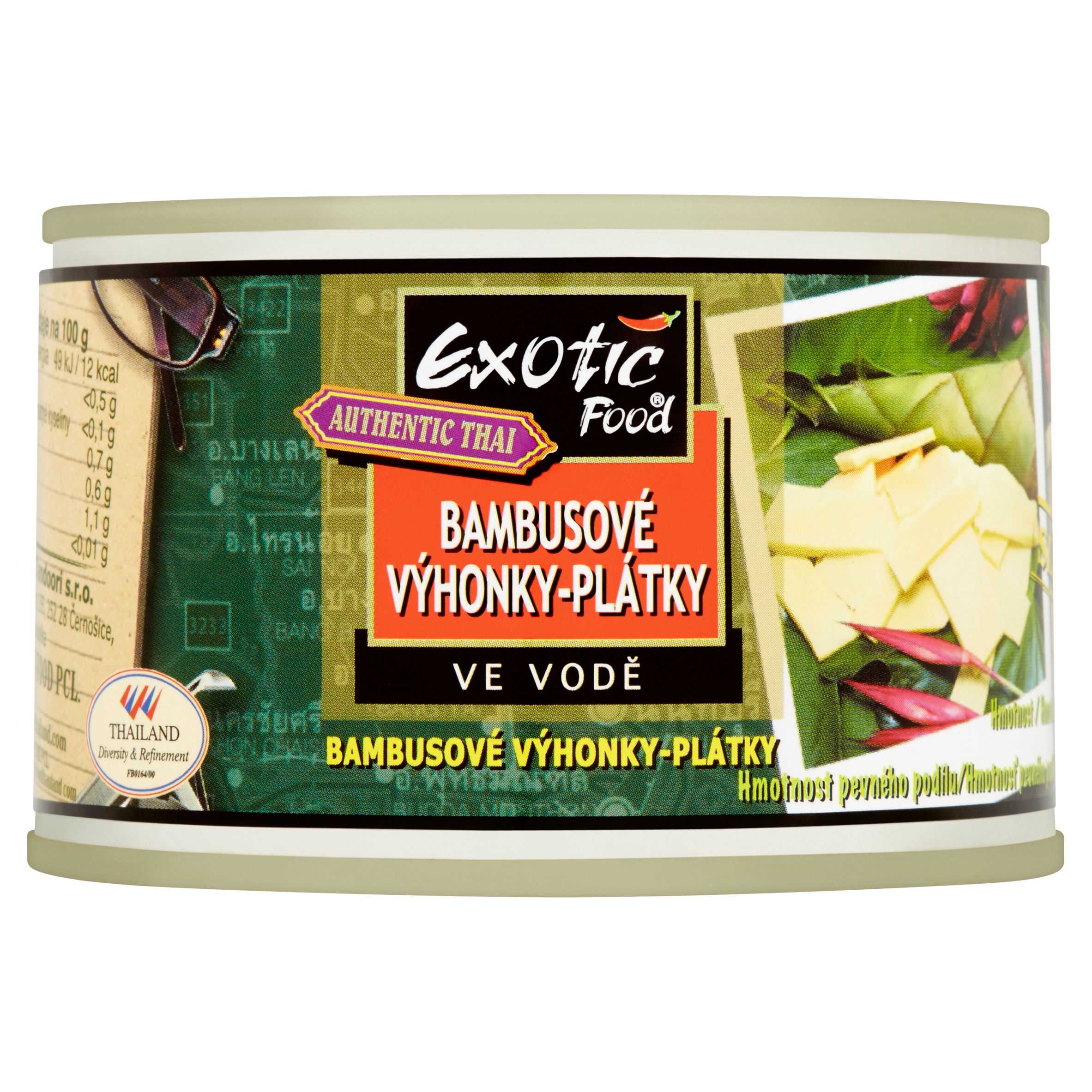Trvanlivé potraviny - F.W.Tandoori Exotic Food Authentic Thai Bambusové výhonky-plátky ve vodě 227 g