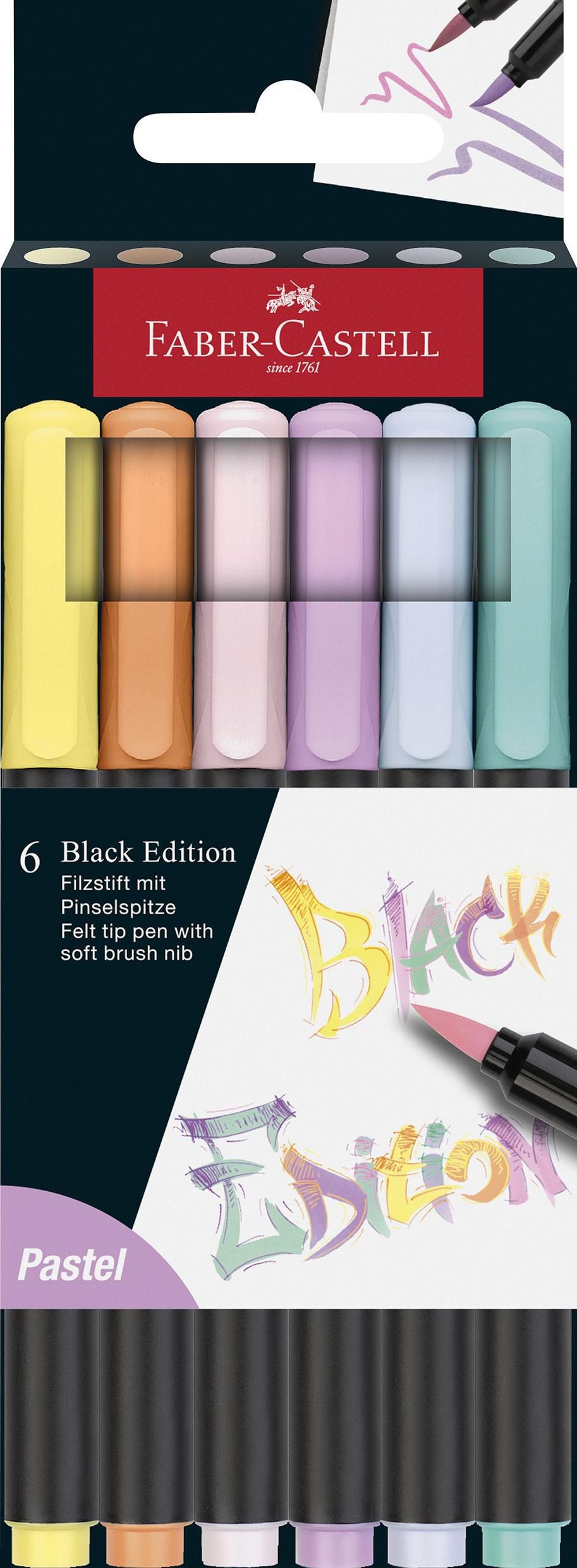 Domácnost a Zahrada - Faber Castell  Fixy F-C Black Edition Brush, Pastel 6 ks