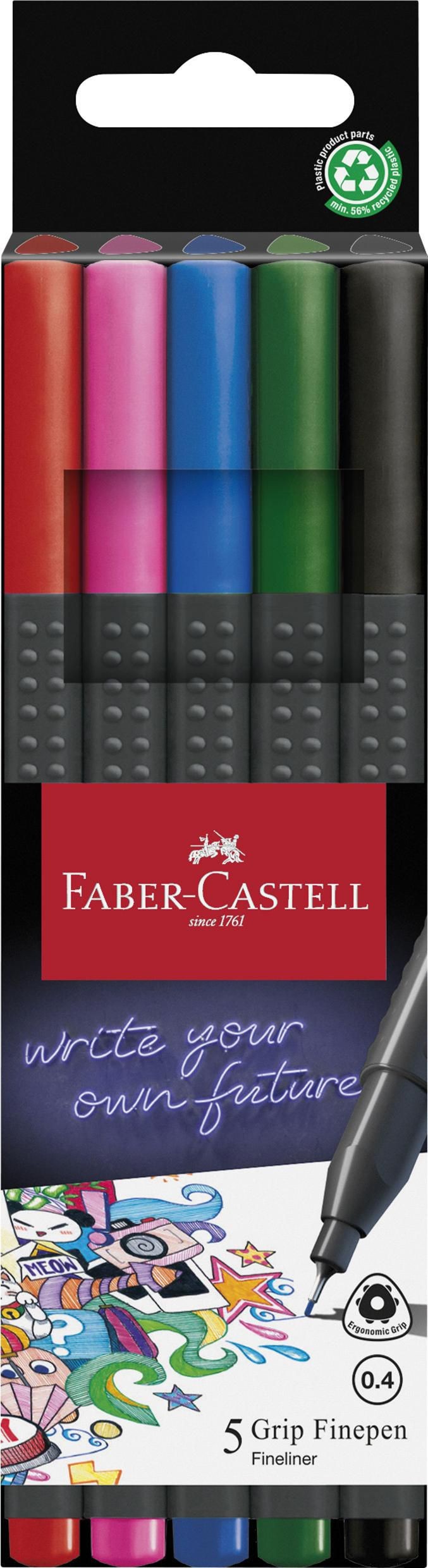 Domácnost a Zahrada - Faber Castell Popisovače Grip, 0,4mm, 5 ks