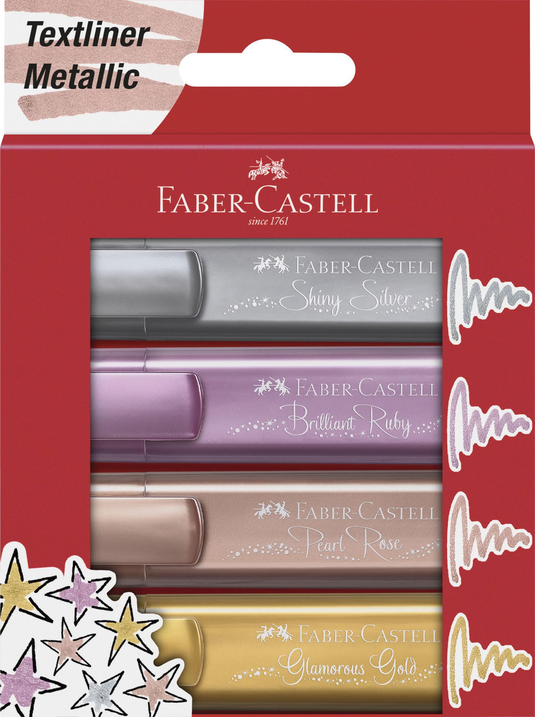 Domácnost a Zahrada - Faber Castell Zvýrazňovače Textliner 46, Metallic, 4 ks