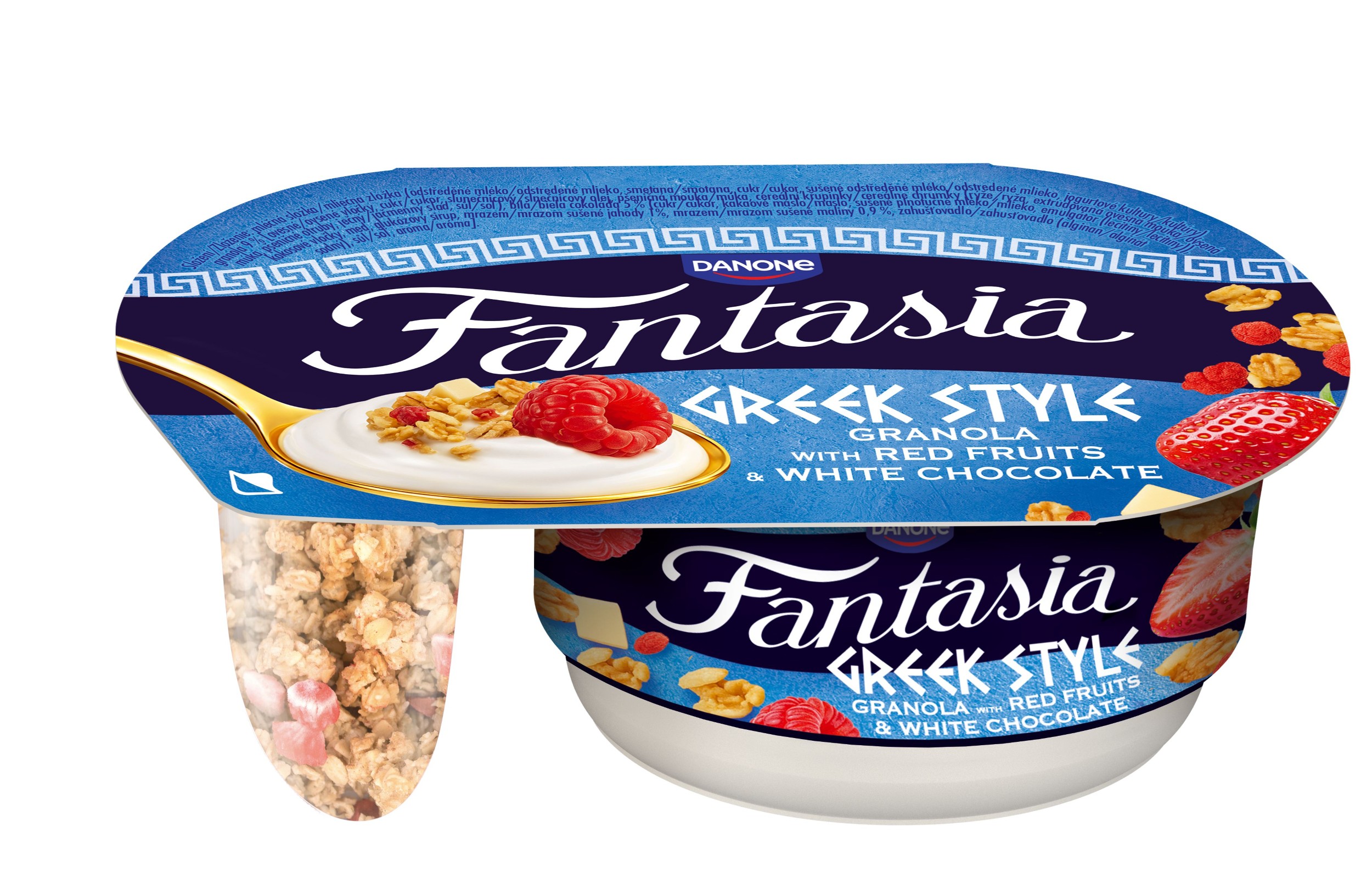 Mléčné a chlazené - Fantasia Greek style s granolou s ovocem a bílou čokoládou 100g