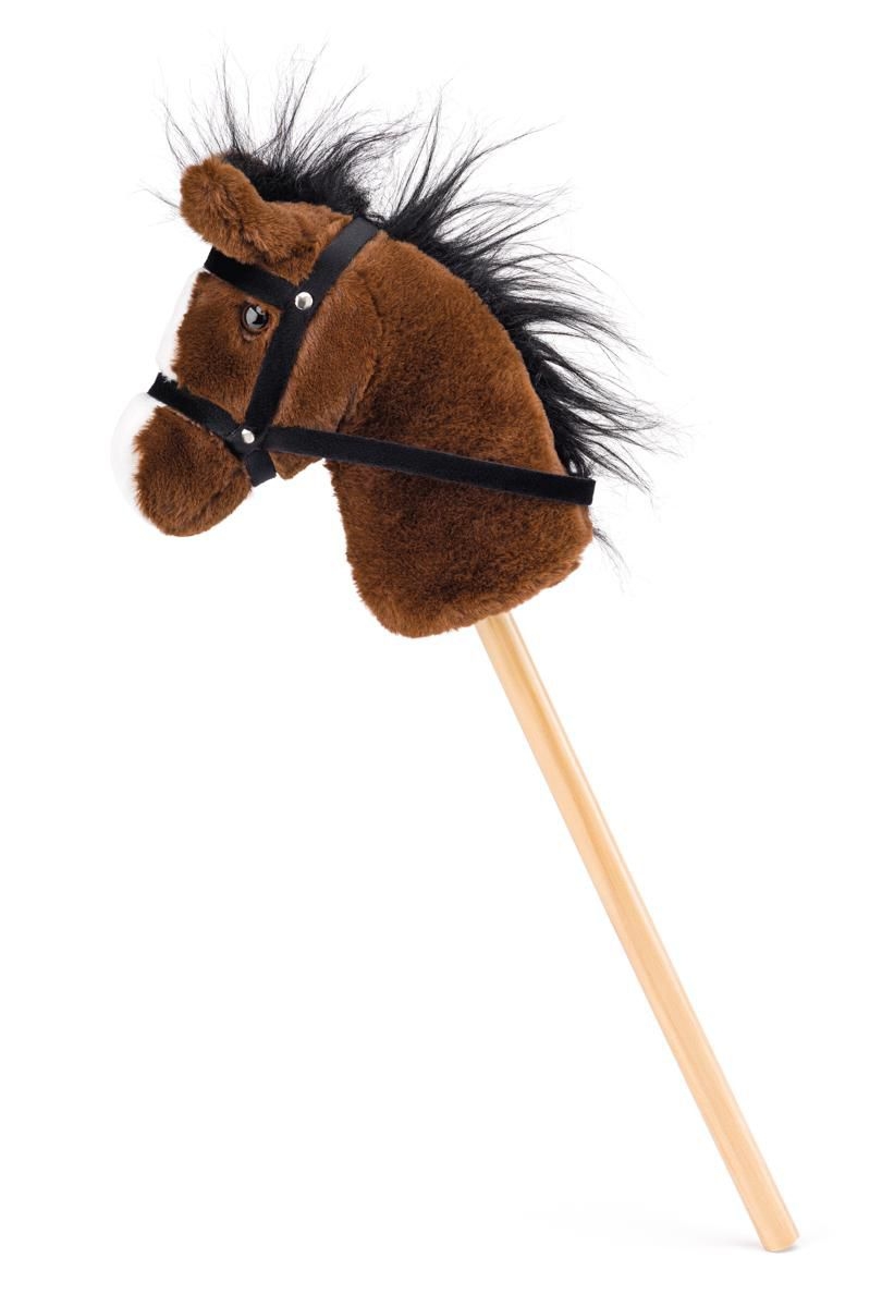 FAUNICA Hobby horse Bonnie, tmavě hnědý kůň na tyči