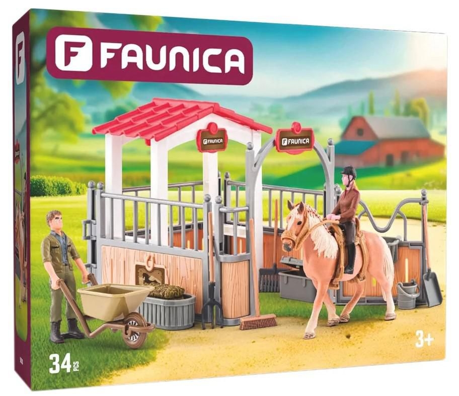 FAUNICA Malá stáj s koněm a příslušenstvím