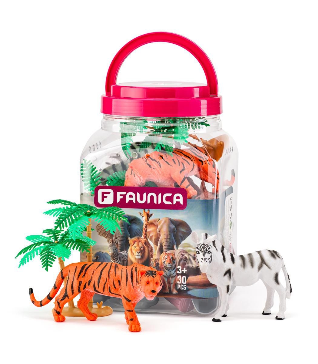 Svět dětí - FAUNICA Zvířátka figurky sada v MEGA tubě - Safari