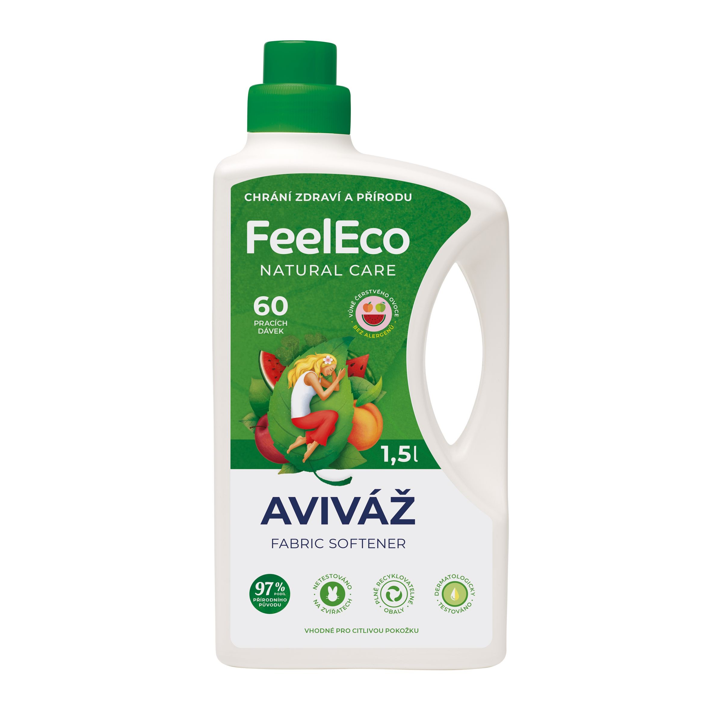 Drogerie a kosmetika - FeelEco Aviváž s vůní ovoce 1,5 l, 60 pracích dávek