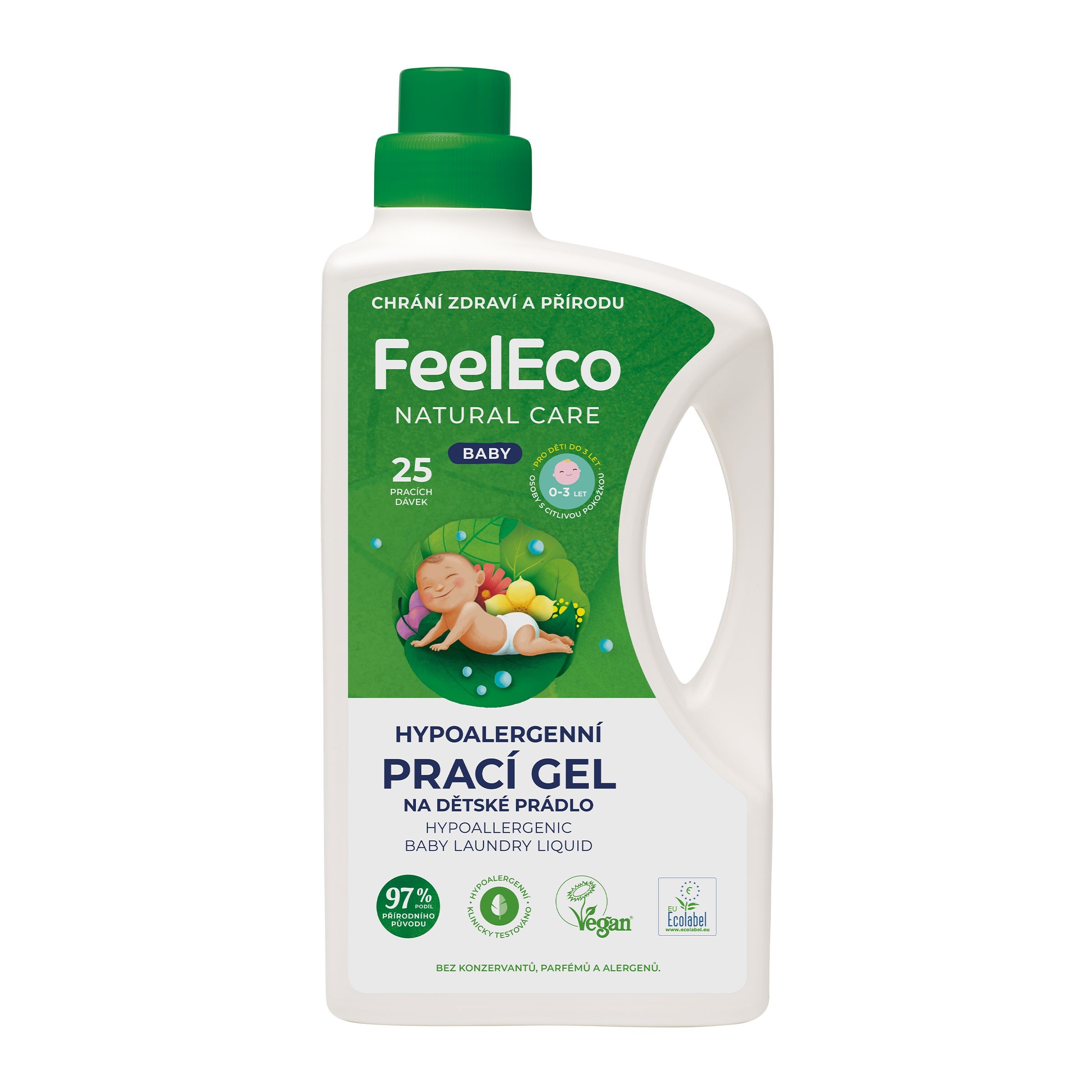 Drogerie a kosmetika - FeelEco Hypoalergenní prací gel na dětské prádlo Baby 1,5 l, 25 pracích dávek
