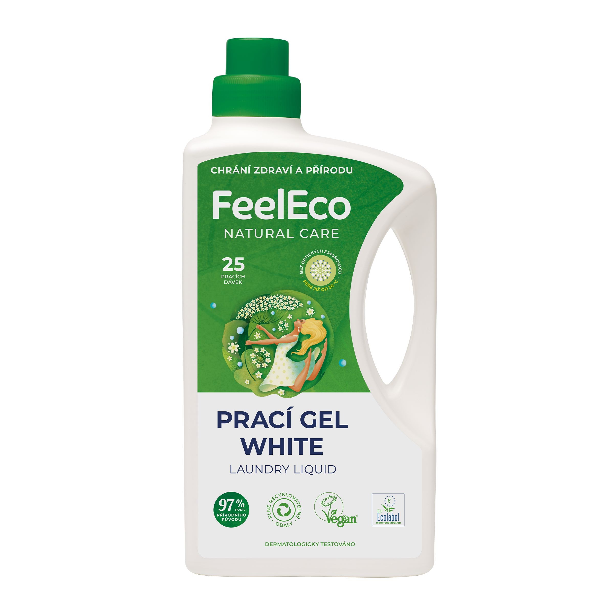Drogerie a kosmetika - FeelEco Prací gel White 1,5 l, 25 pracích dávek