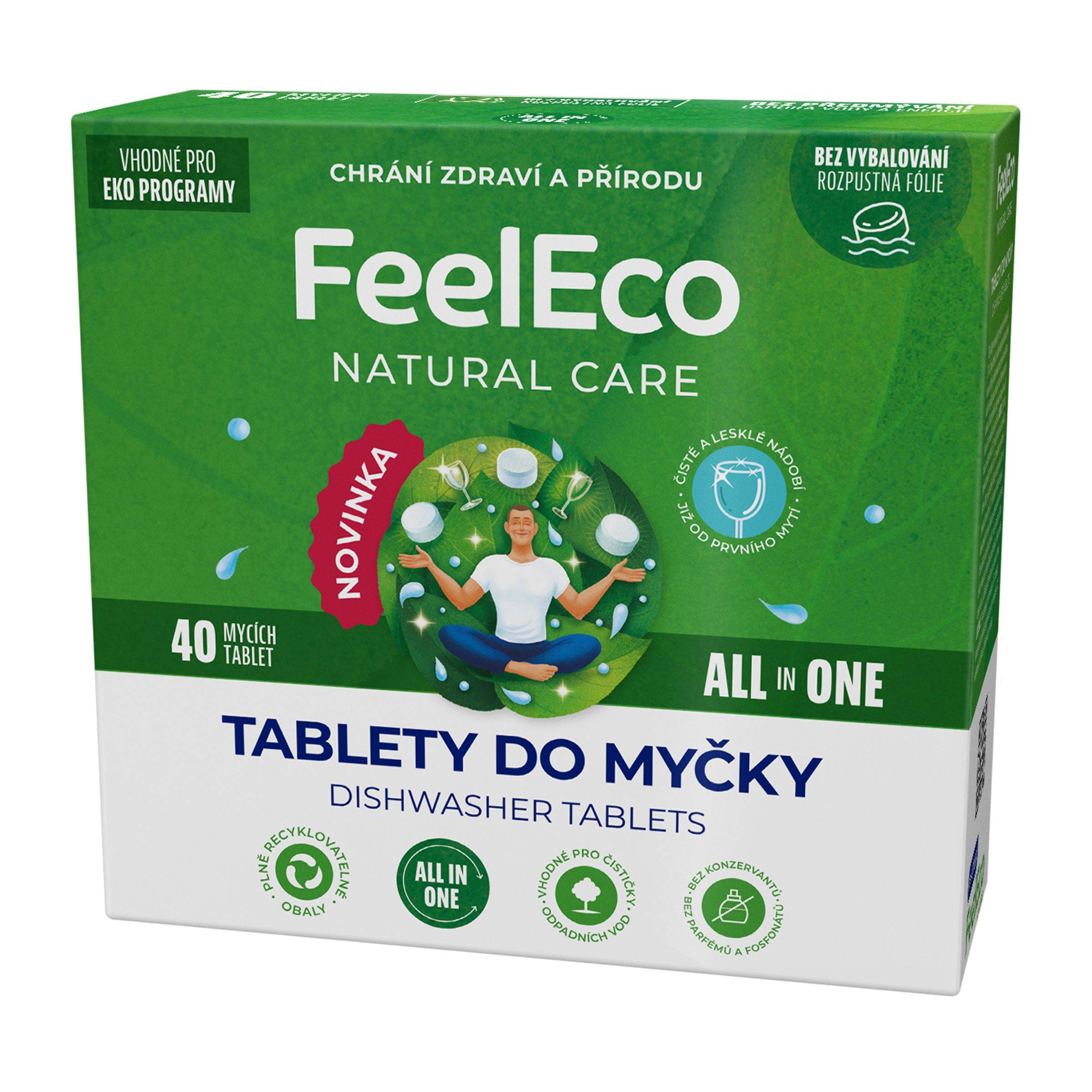 Drogerie a kosmetika - FeelEco Tablety do myčky nádobí All in One 40 mycích tablet, 560 g