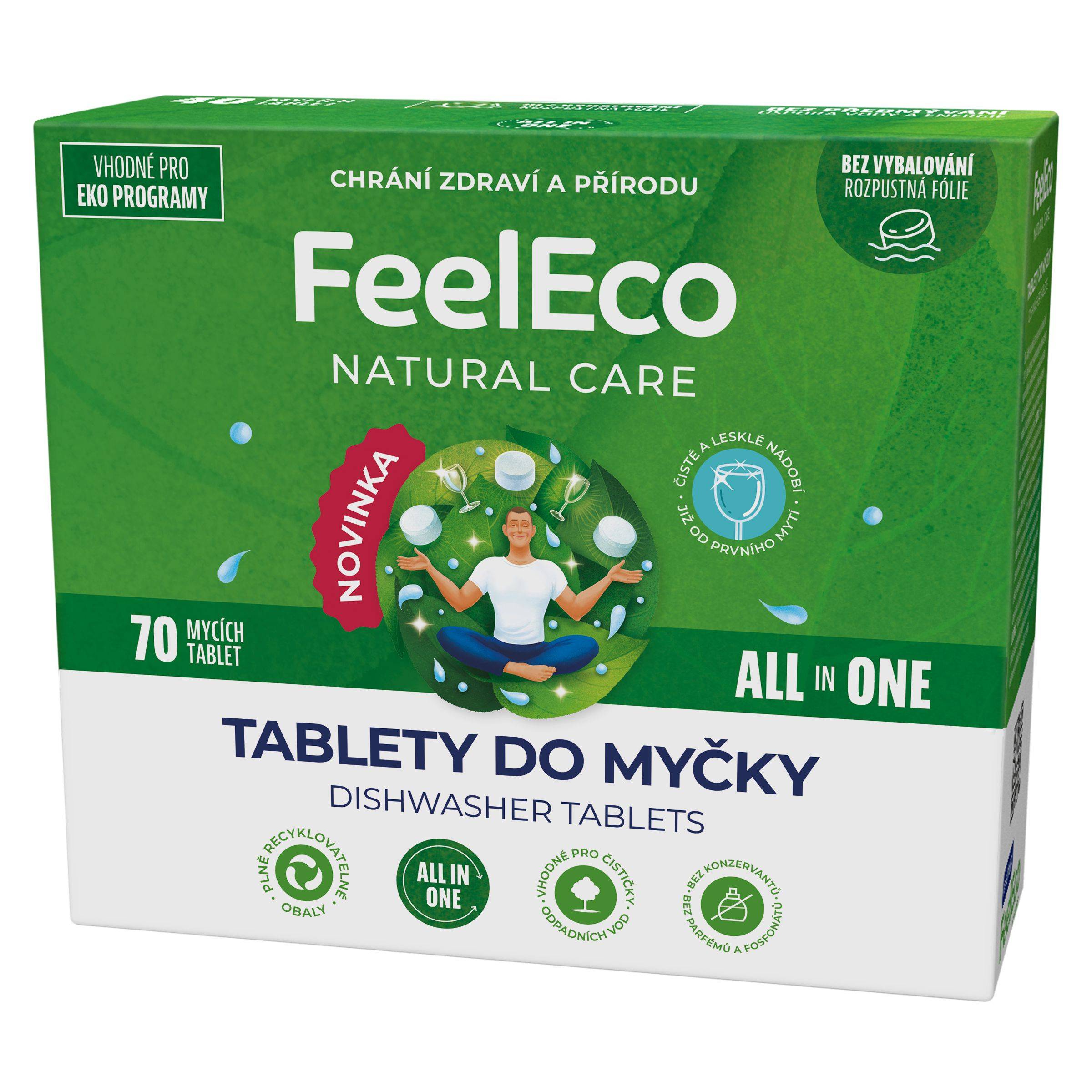 Drogerie a kosmetika - FeelEco Tablety do myčky nádobí All in One 70 mycích tablet, 980 g