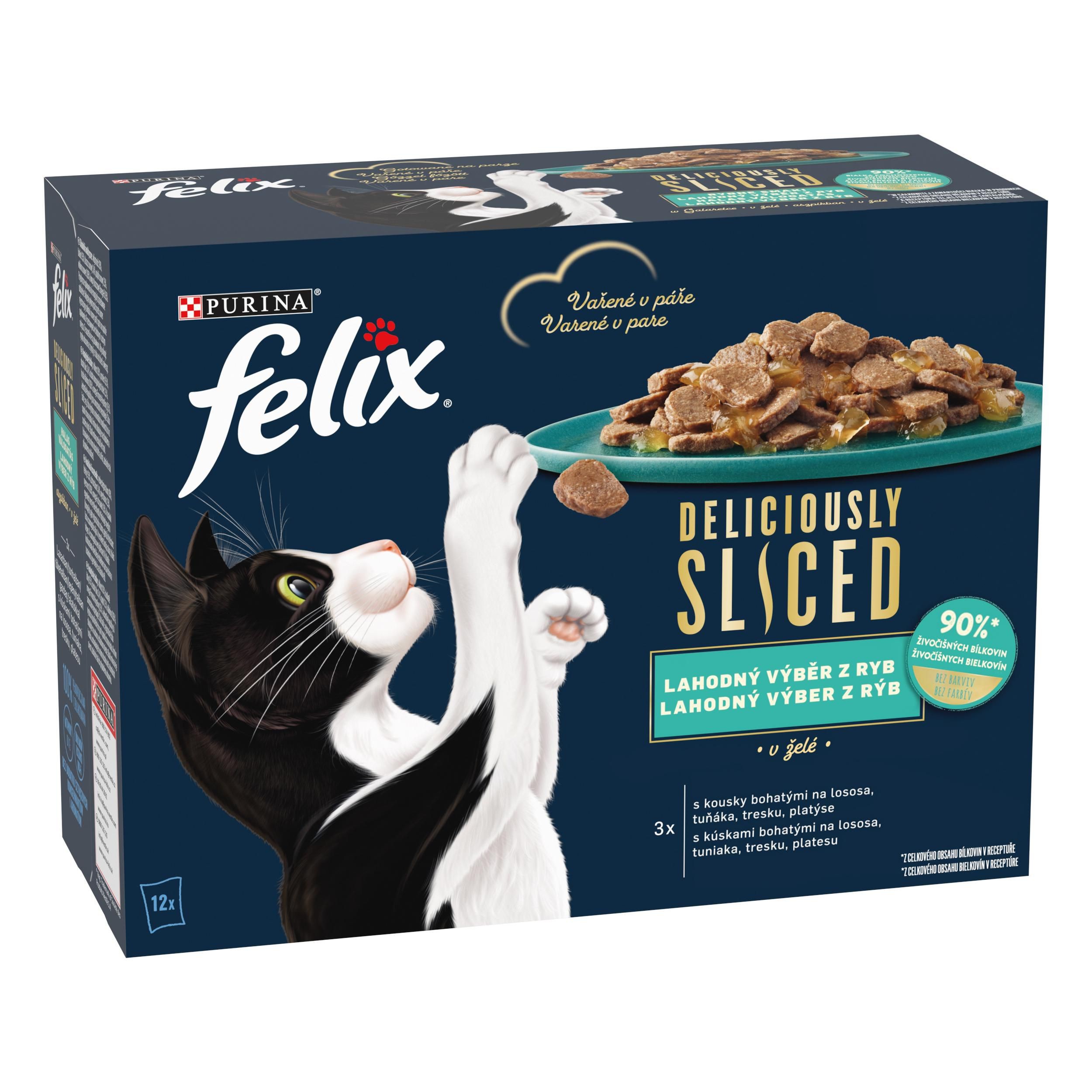 Svět zvířat - Felix Deliciously Ryby v želé 12x80g losos/ tuňák/ treska/ platýs