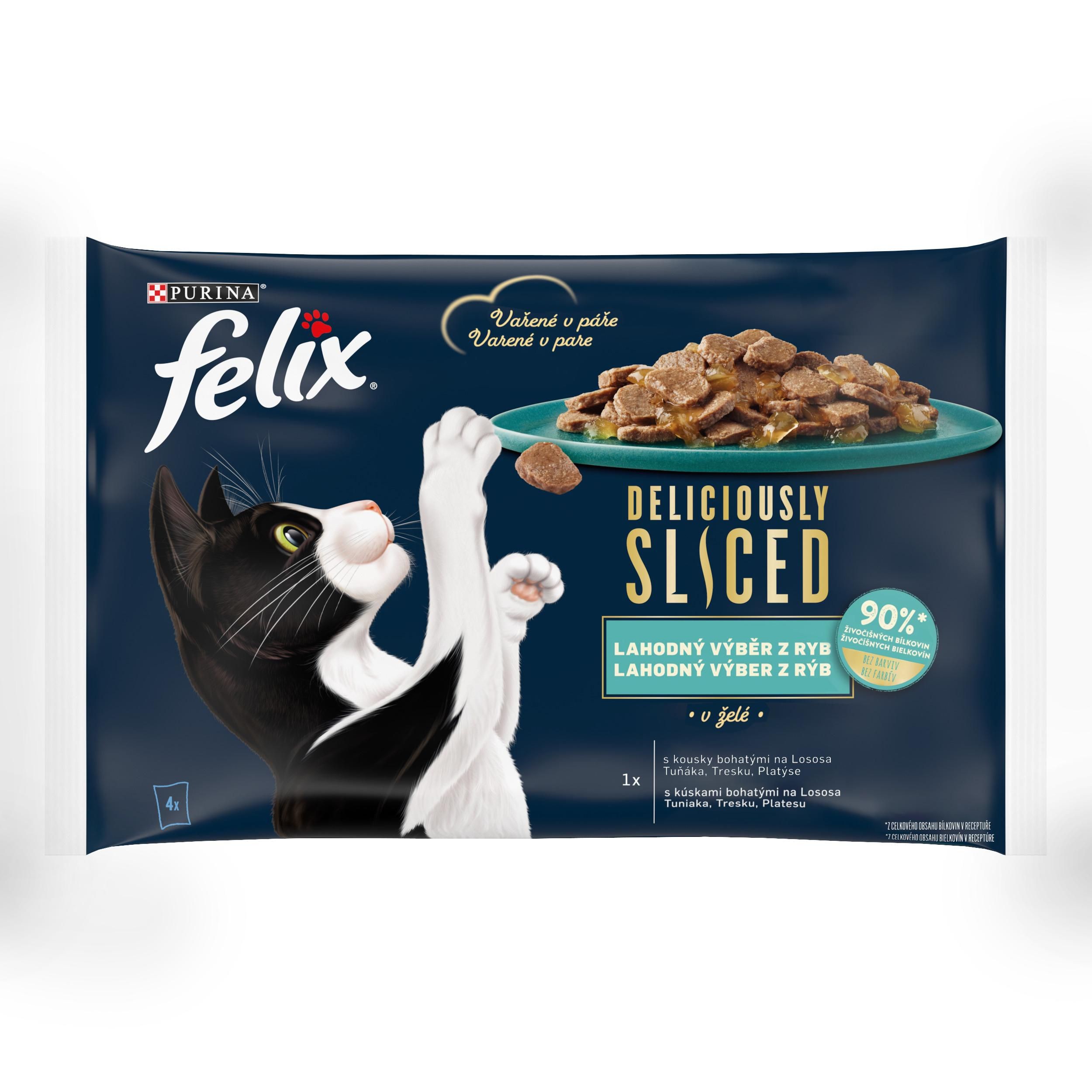 Svět zvířat - Felix Deliciously Ryby v želé losos/ tuňák/ treska/ platýs 4 x 80 g