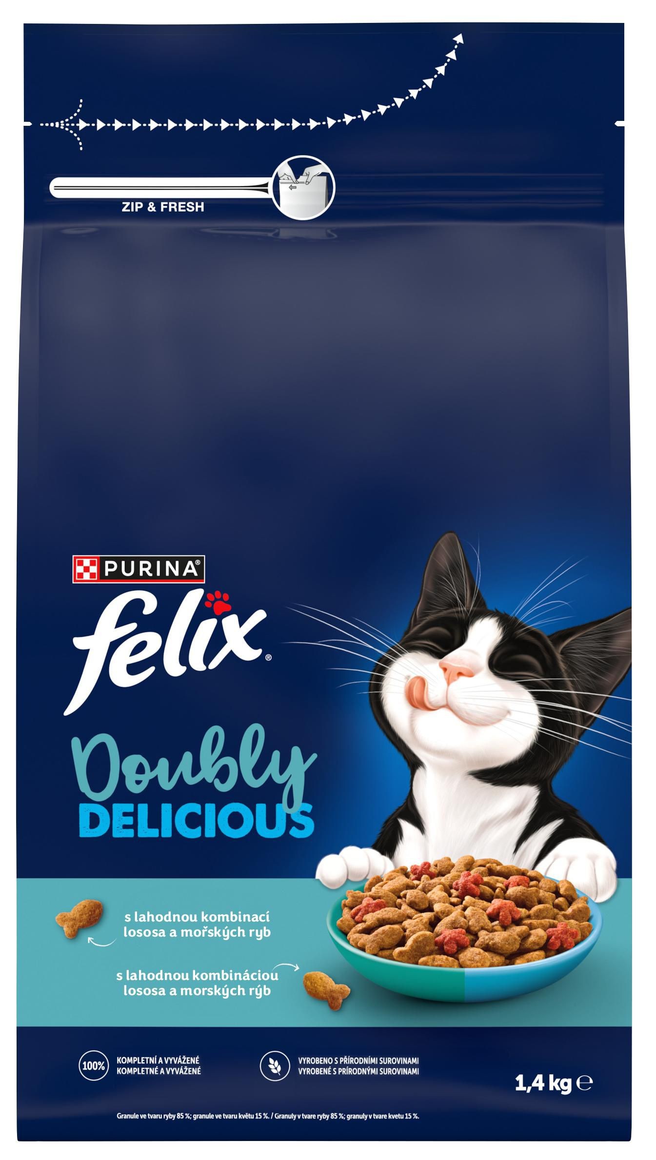 Svět zvířat - Felix Doubly Delicious s lahodnou kombinací lososa a mořských ryb, bohaté na červenou řepu 1,4 kg