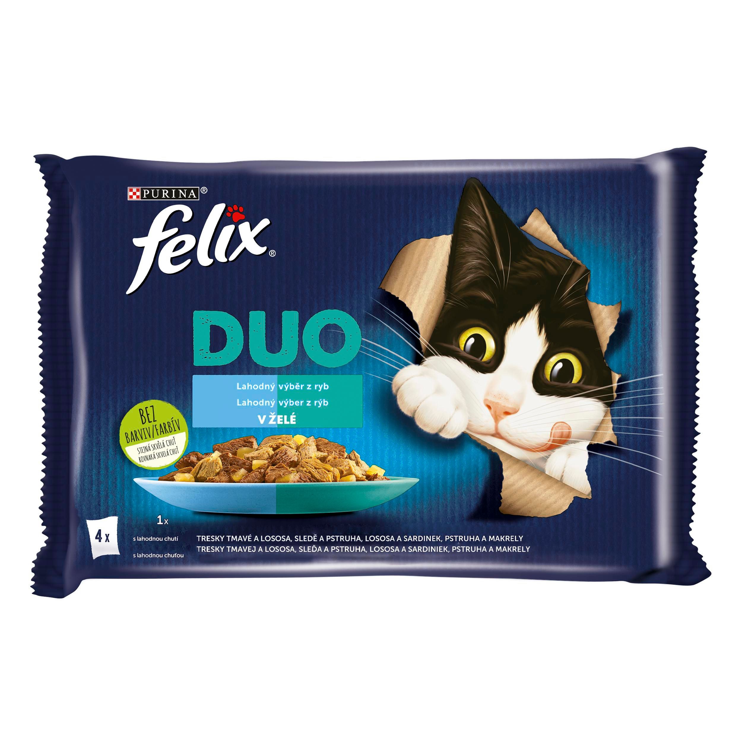 Svět zvířat - FELIX Fantastic DUO Multipack treska/losos, sled/pstruh, losos/sardinka, pstruh/makrela 4x85g