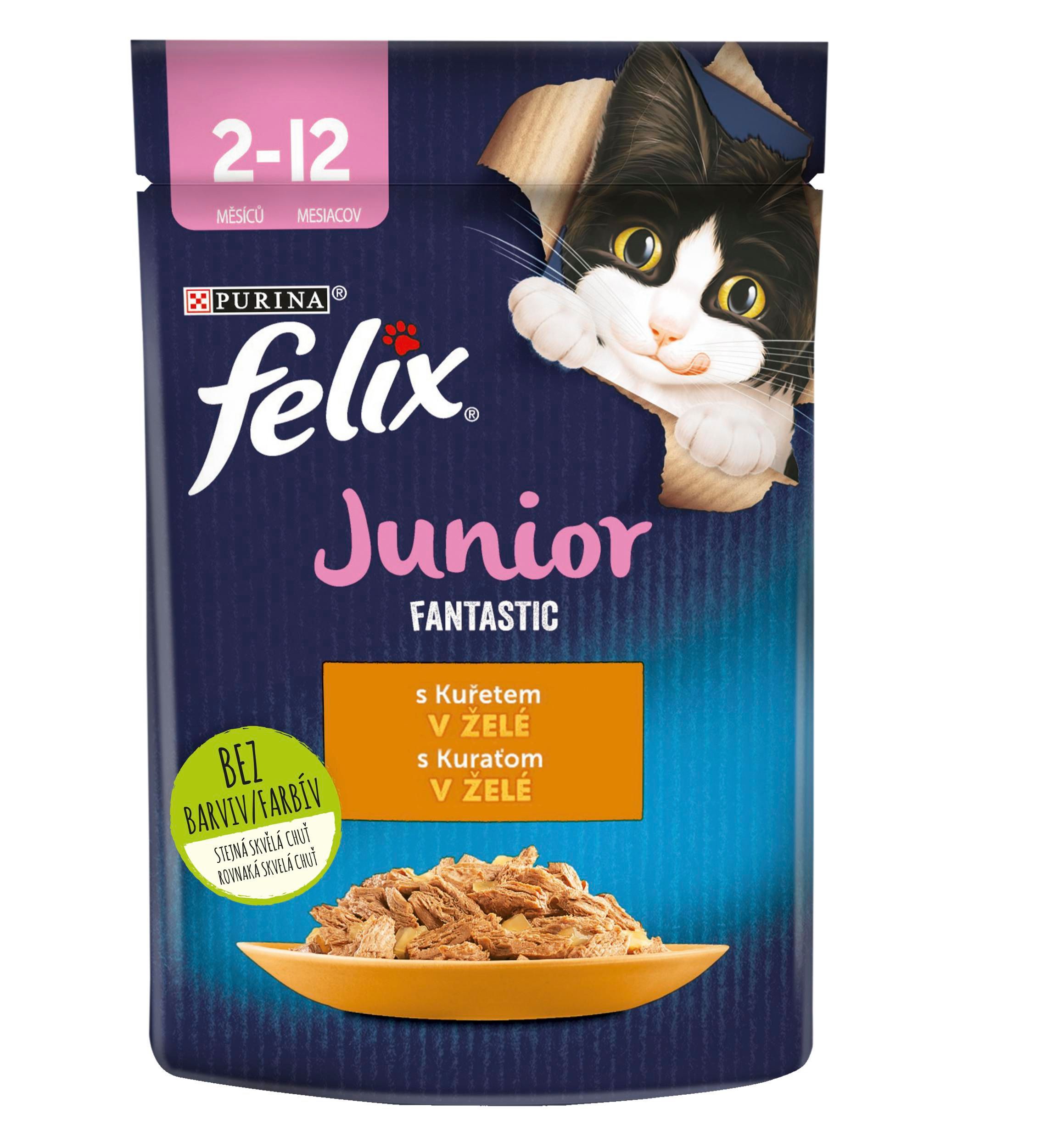 Svět zvířat - Felix Fantastic Junior kapsička s kuřetem v želé 85g