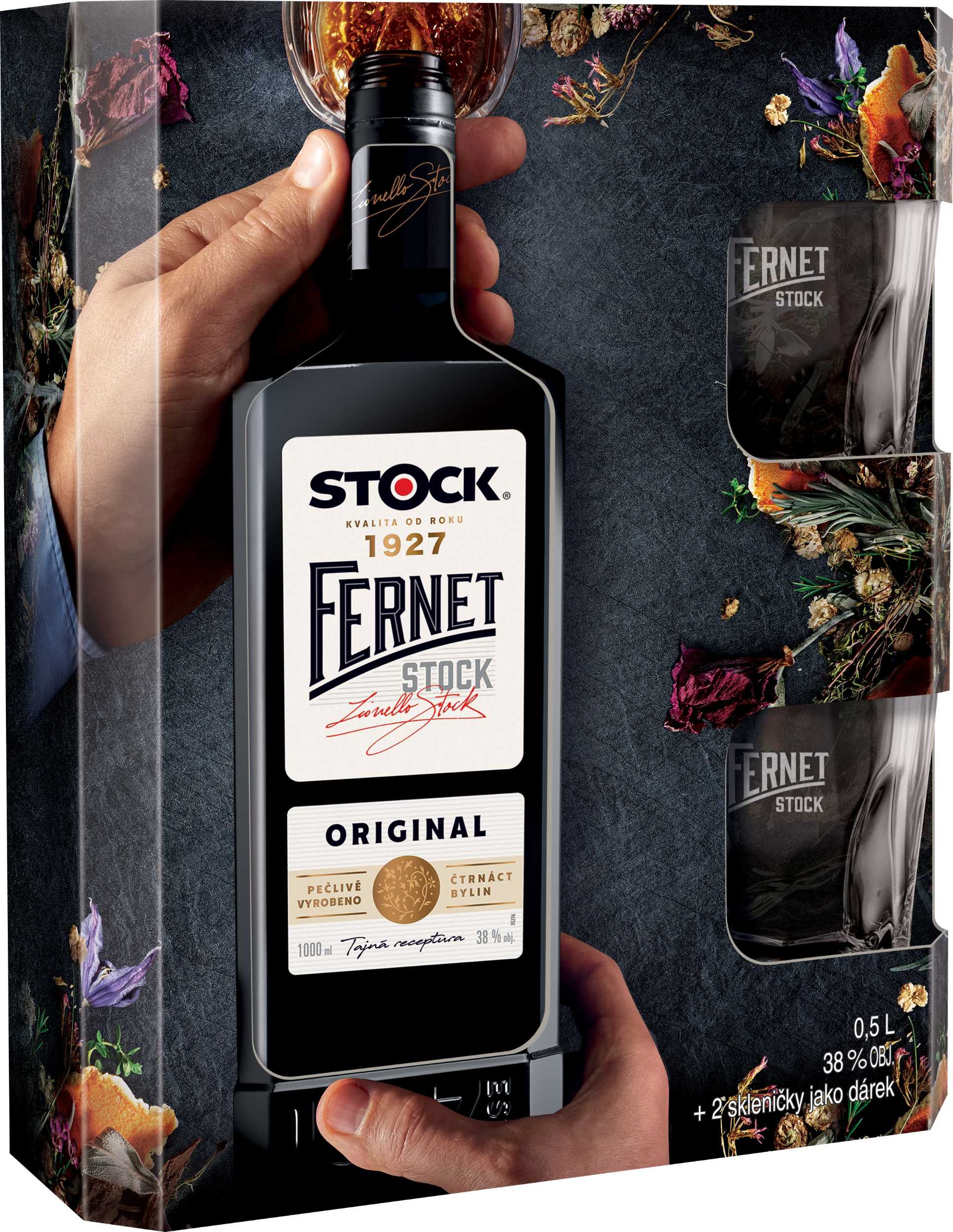 Nápoje - Fernet Stock Originál 38% 0,5l + 2x sklo