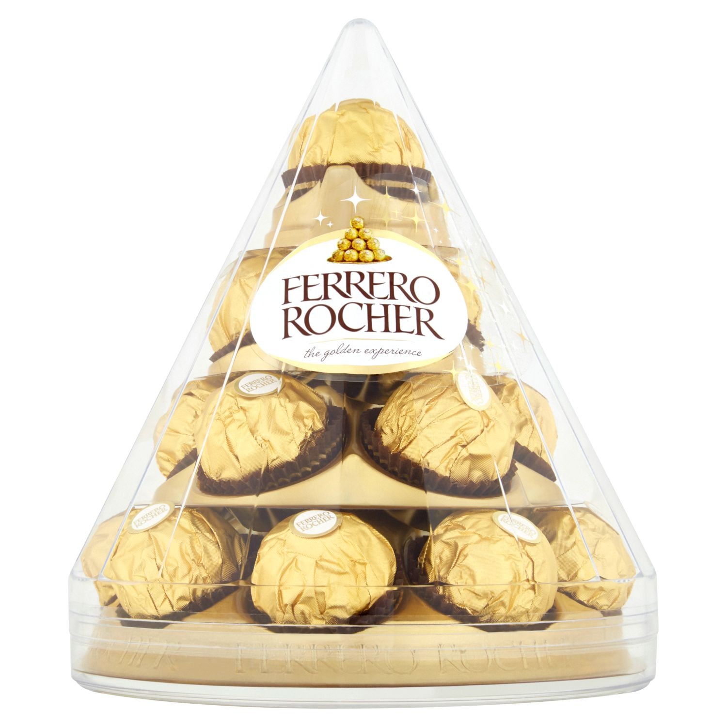 Trvanlivé potraviny - Ferrero Rocher kužel Oplatky s polevou z mléčné čokolády a drcenými lískovými oříšky 212,5g