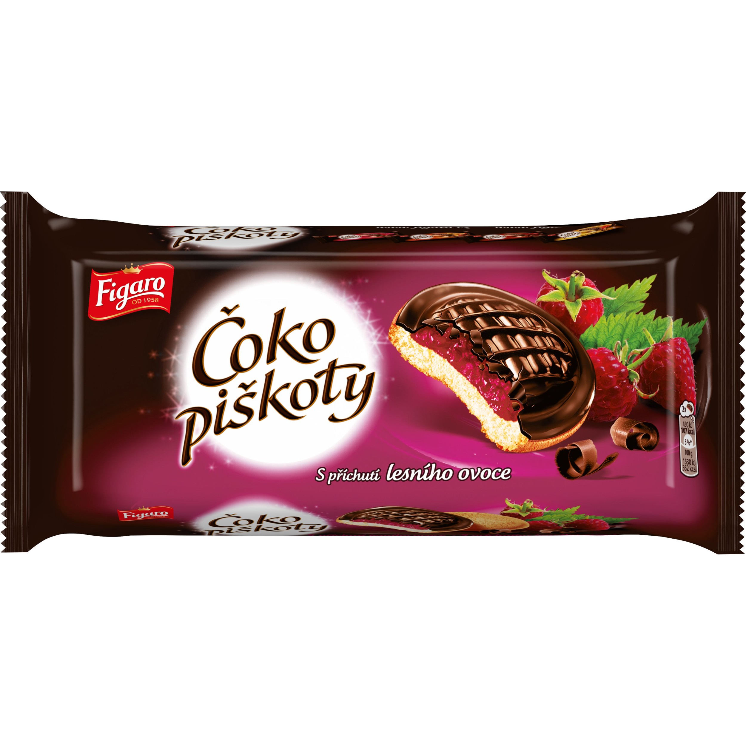 Trvanlivé potraviny - Figaro Čoko piškoty s příchutí lesního ovoce 147g