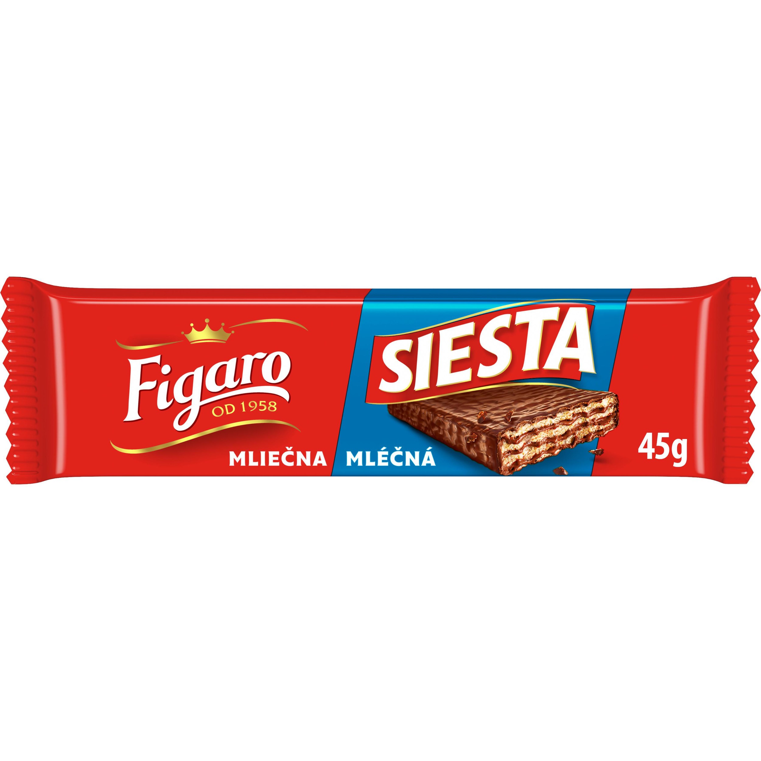 Trvanlivé potraviny - Figaro Siesta oplatka s kakaovou náplní, mléčná čokoláda 45g