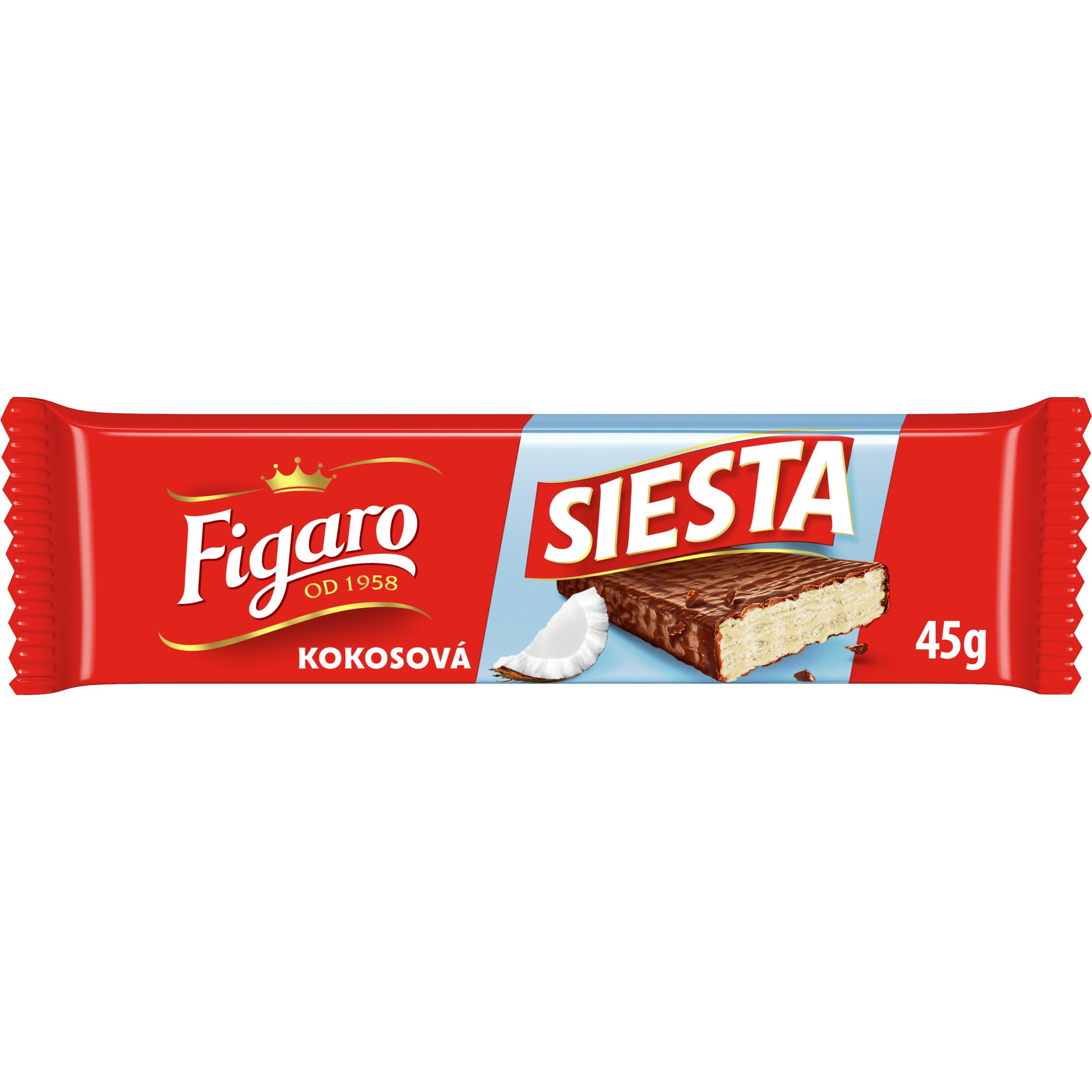 Trvanlivé potraviny - Figaro Siesta Oplatka s kokosovou náplní, mléčná čokoláda 45g