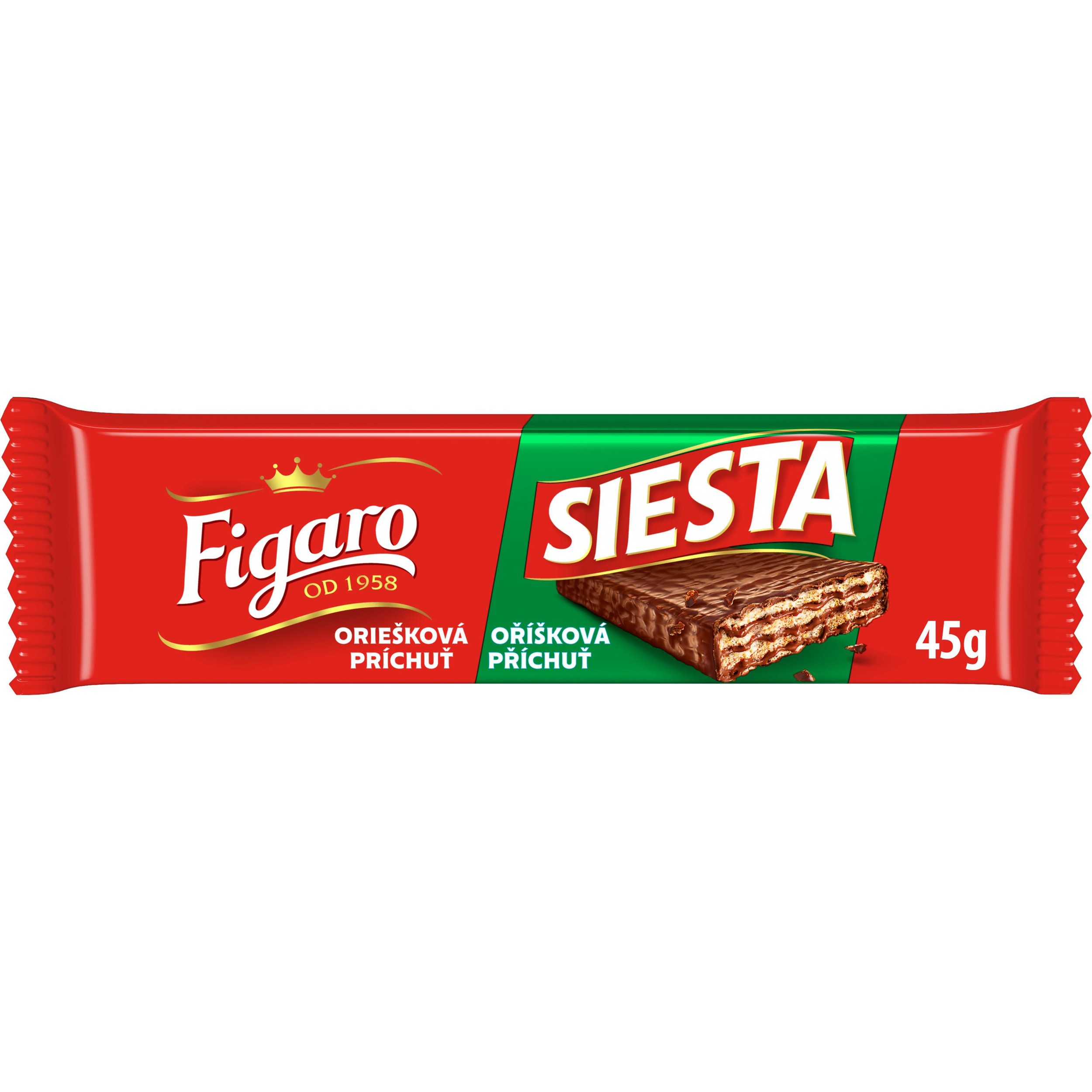 Trvanlivé potraviny - Figaro Siesta oplatka s lískooříškovou náplní, mléčná čokoláda 45g