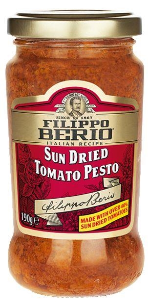 Trvanlivé potraviny - Filippo Berio Pesto sun dried tomato pesto se sluncem sušenými rajčaty 190g