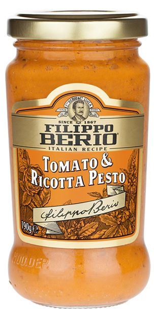 Trvanlivé potraviny - Filippo Berio Pesto Tomato & Ricotta pesto s rajčaty a sýrem ricotta 190g