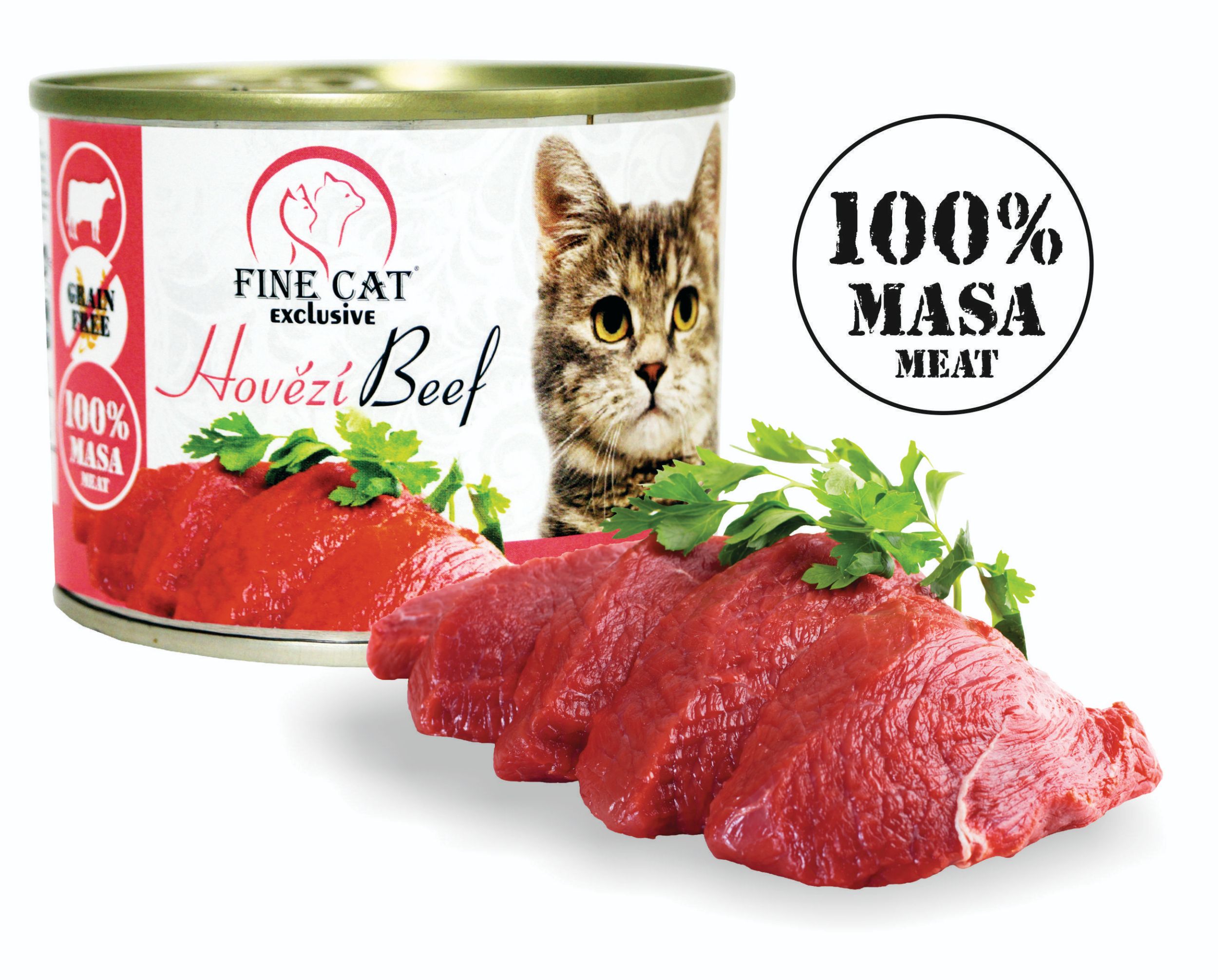 Svět zvířat - Fine Cat Exclusive konzerva pro kočky Hovězí 100% masa 200g