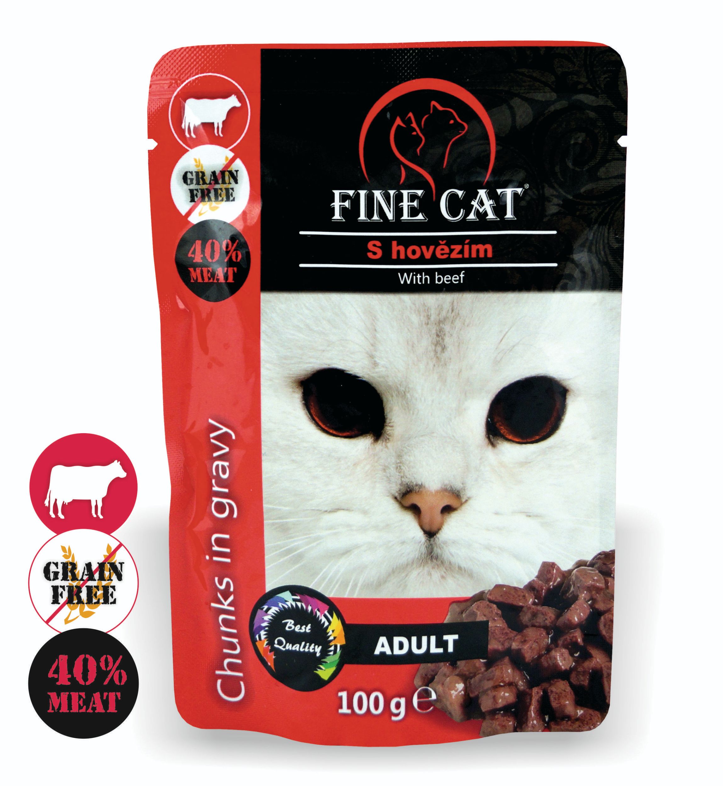 Svět zvířat - Fine Cat kapsička Grain-free Adult Hovězí v omáčce 100g