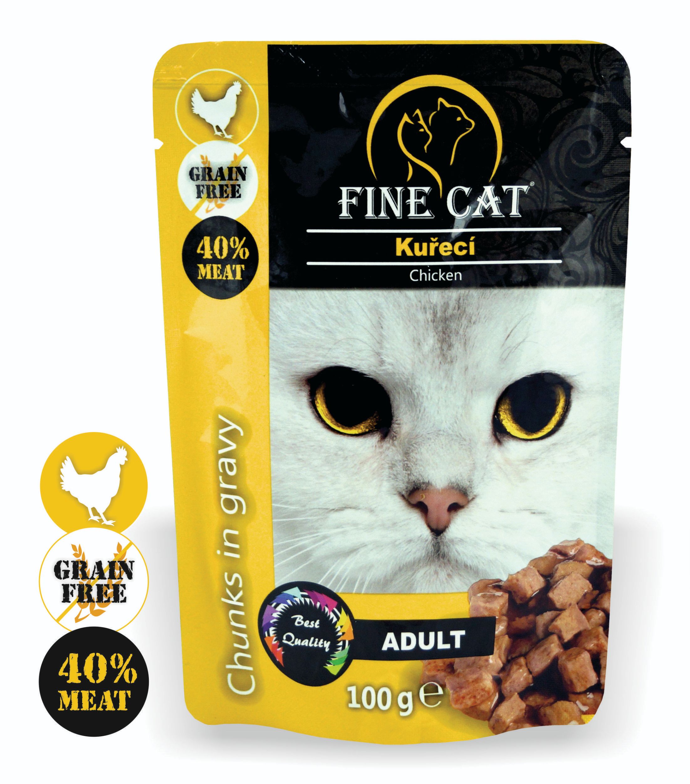 Svět zvířat - Fine Cat kapsička Grain-free Adult kuřecí v omáčce 100 g