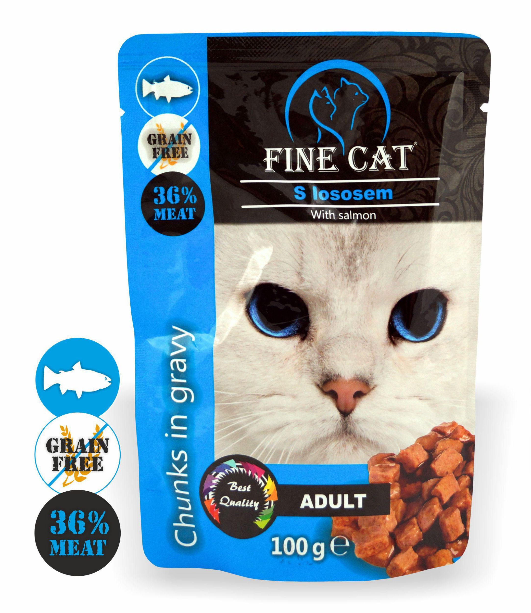Svět zvířat - Fine Cat kapsička Grain-free Adult losos v omáčce 100 g