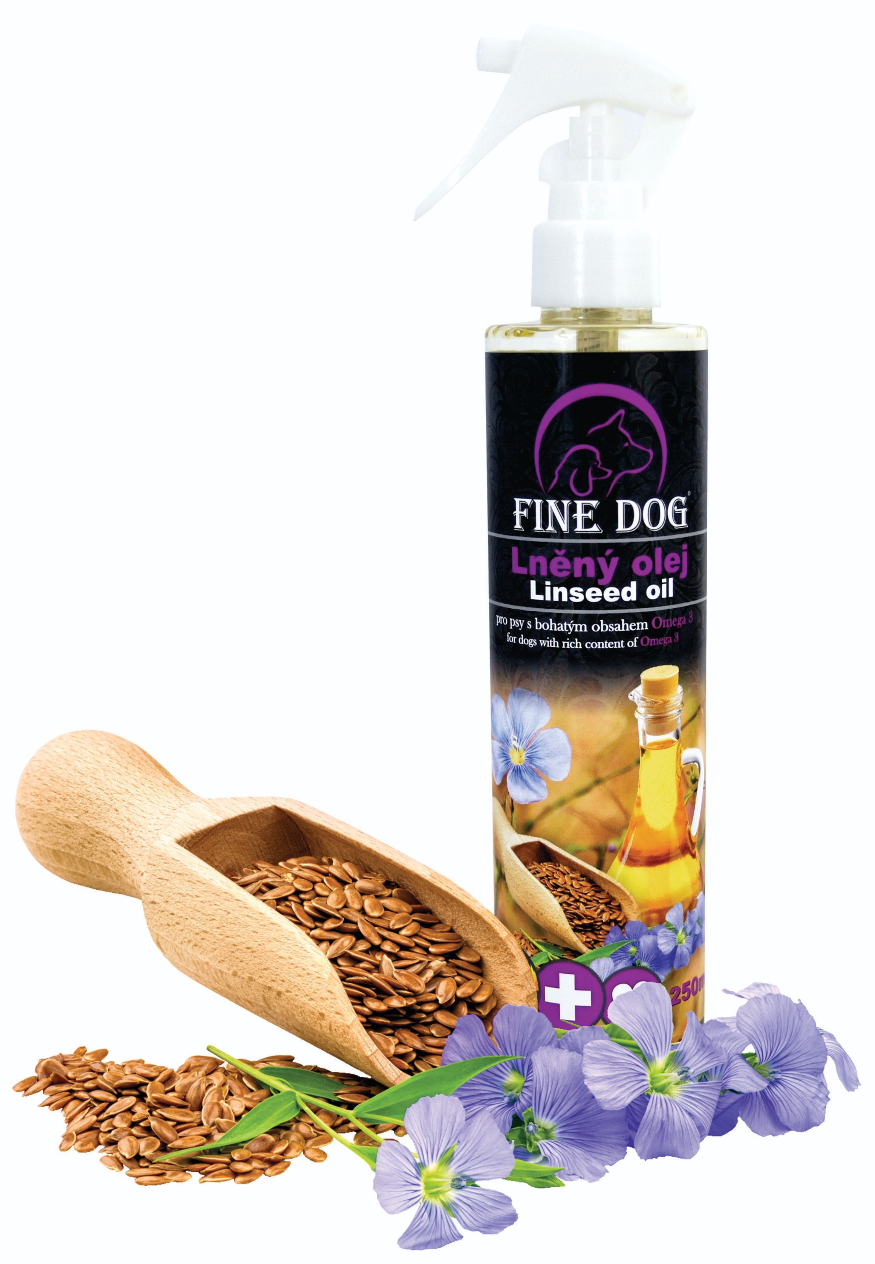Svět zvířat - FINE DOG Lněný olej s rozprašovačem 250ml